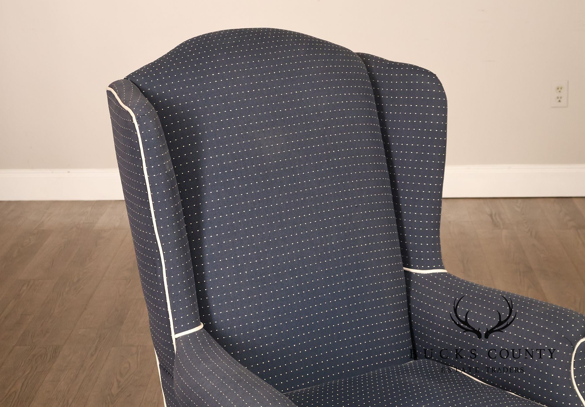 Vintage Queen Anne Style Upholstered Wing Chair