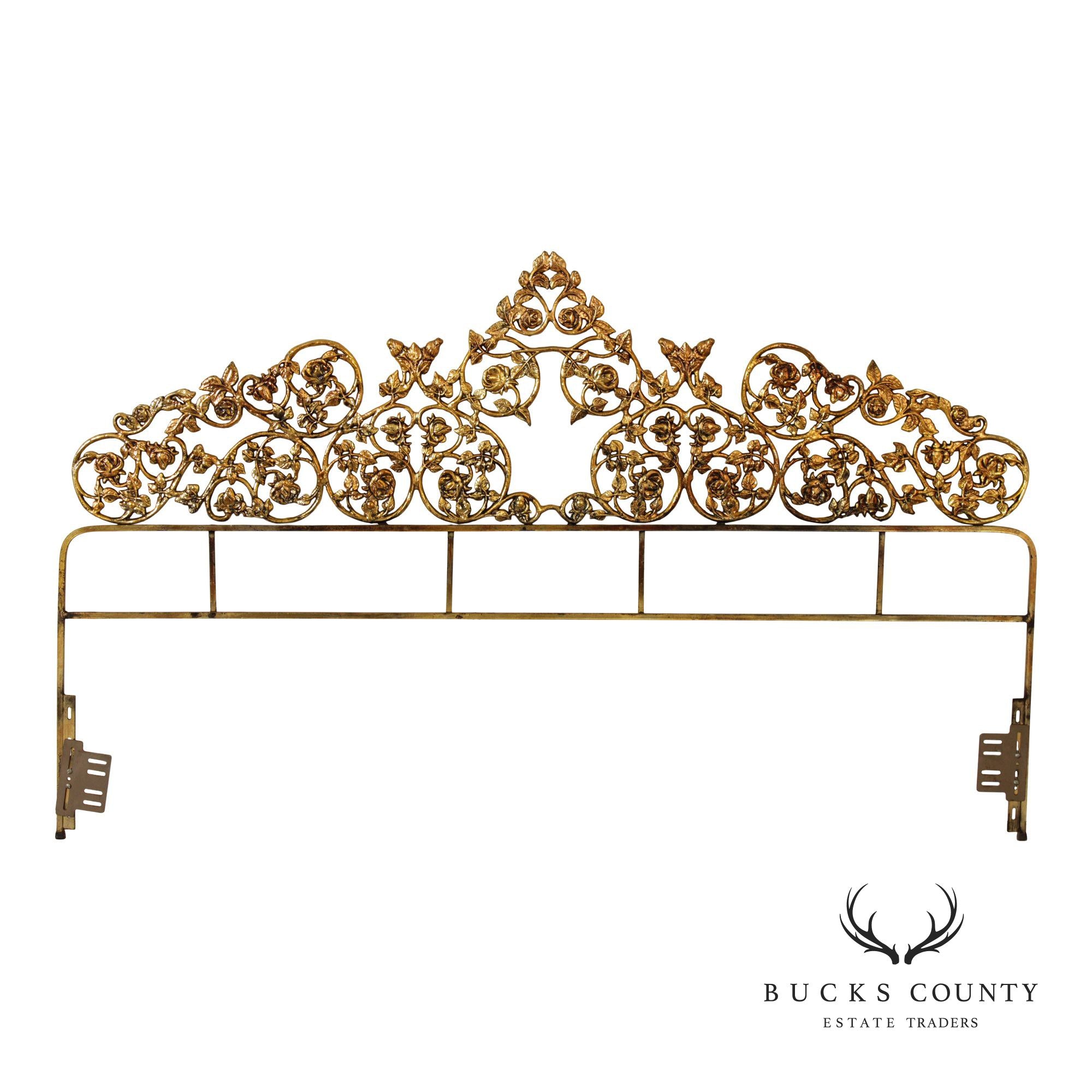 Rococo Style King Size Scrolling Brass Headboard