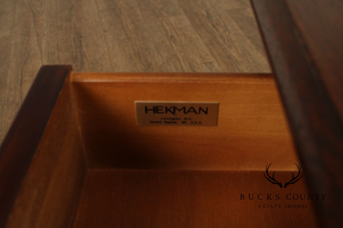 Hekman Georgian Style Leather Top Burlwood Side Table