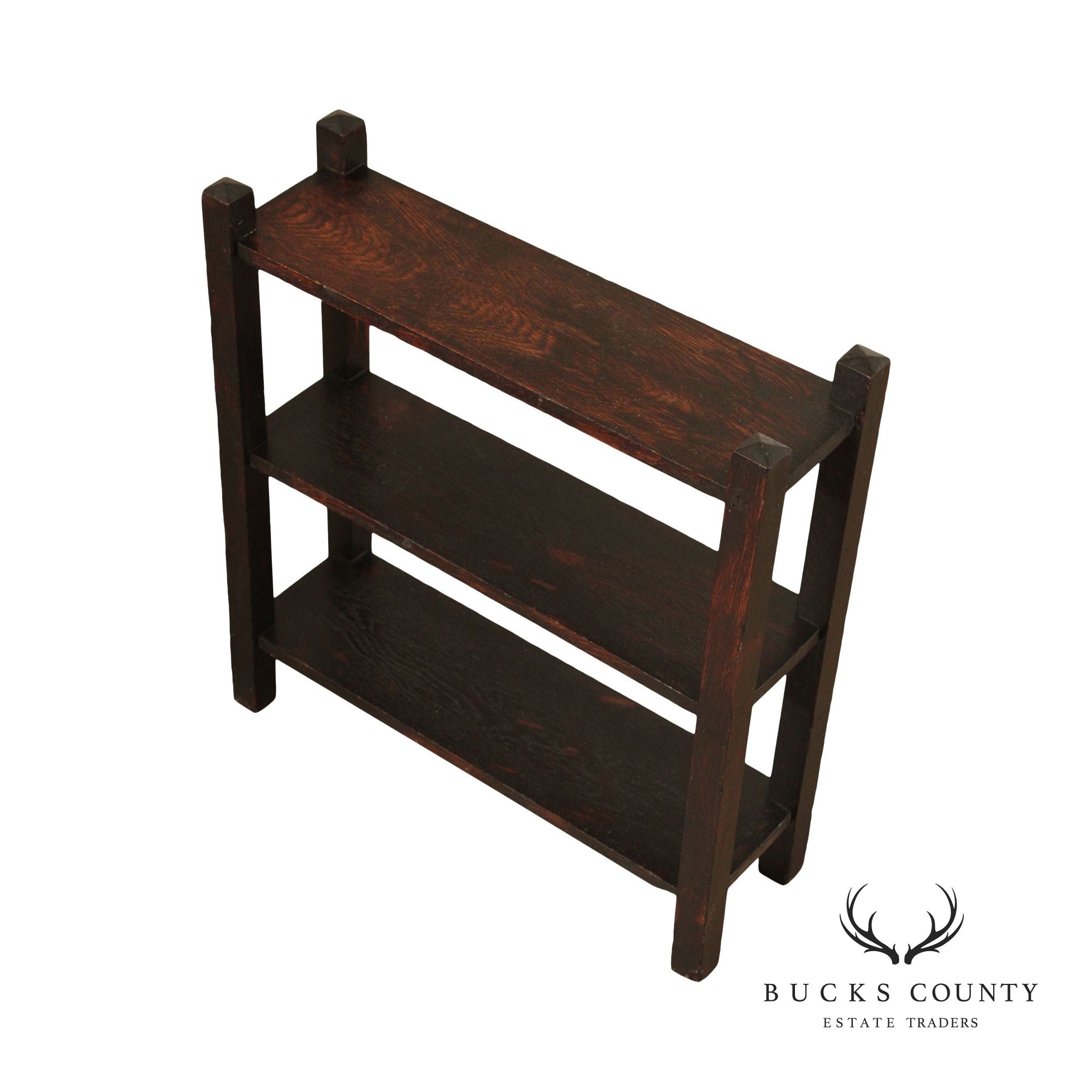 Arts & Crafts Oak Three Tier Open Magazine Stand