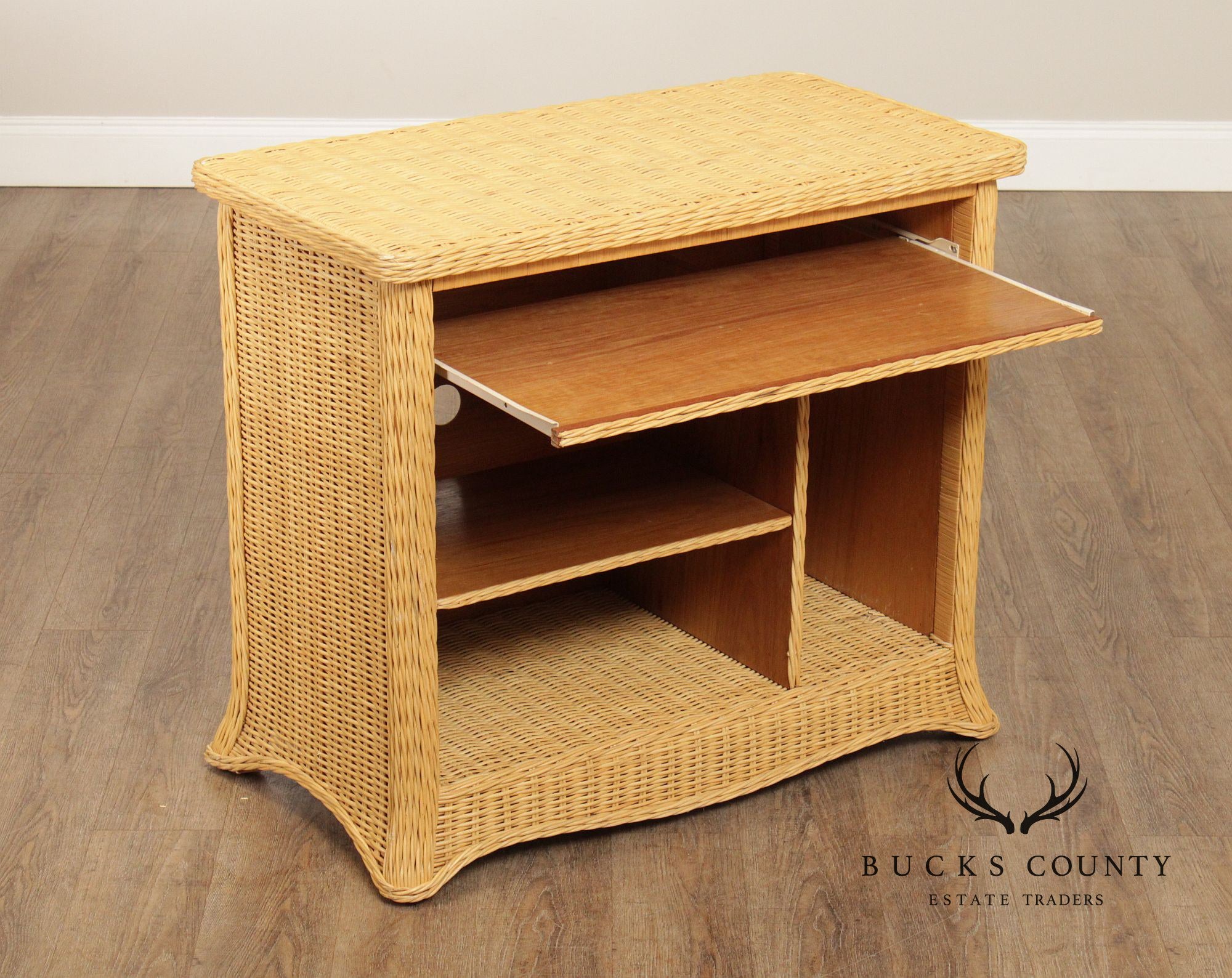 Vintage Wicker Computer Desk Console