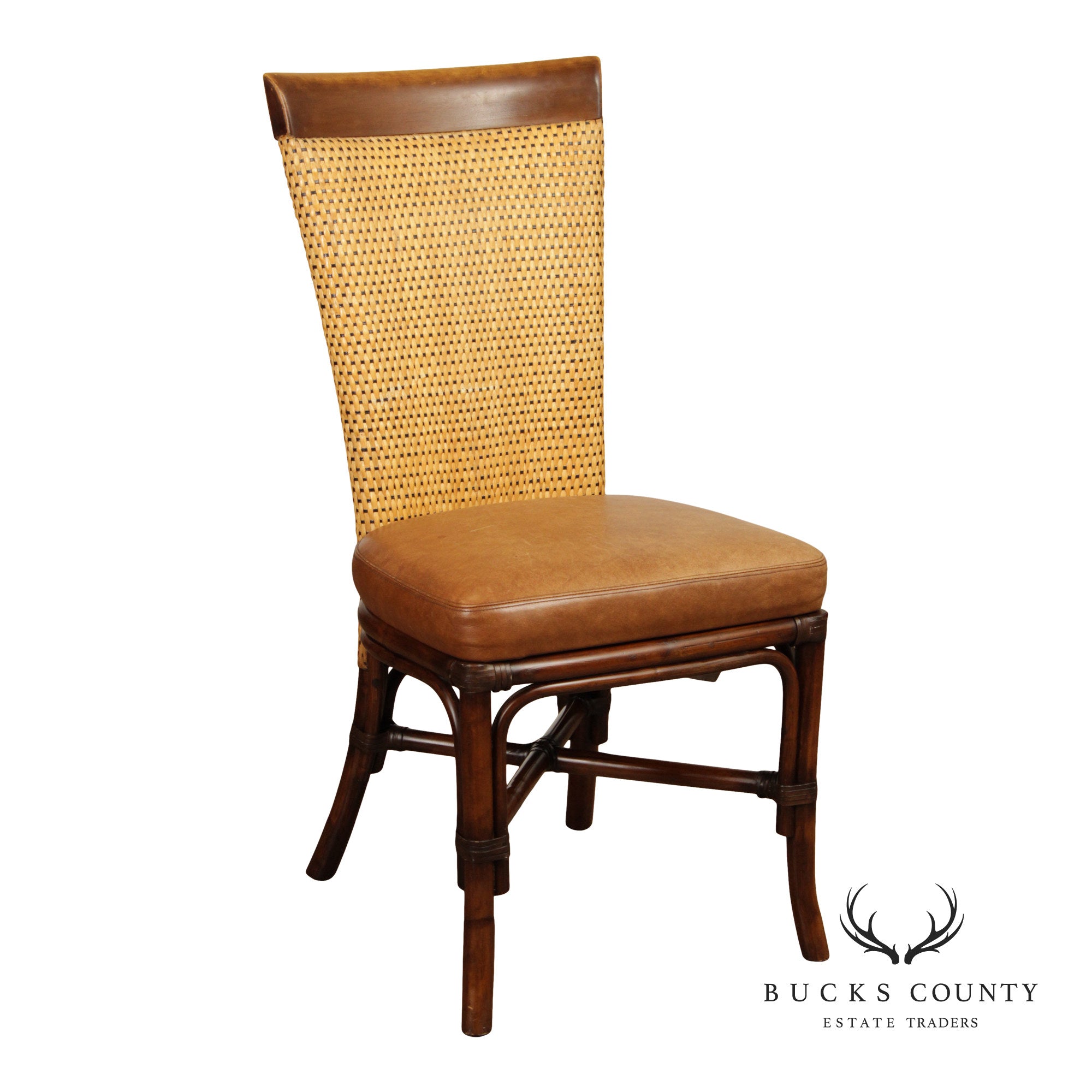 Palecek British Colonial Style Bamboo and Rattan Side Chair