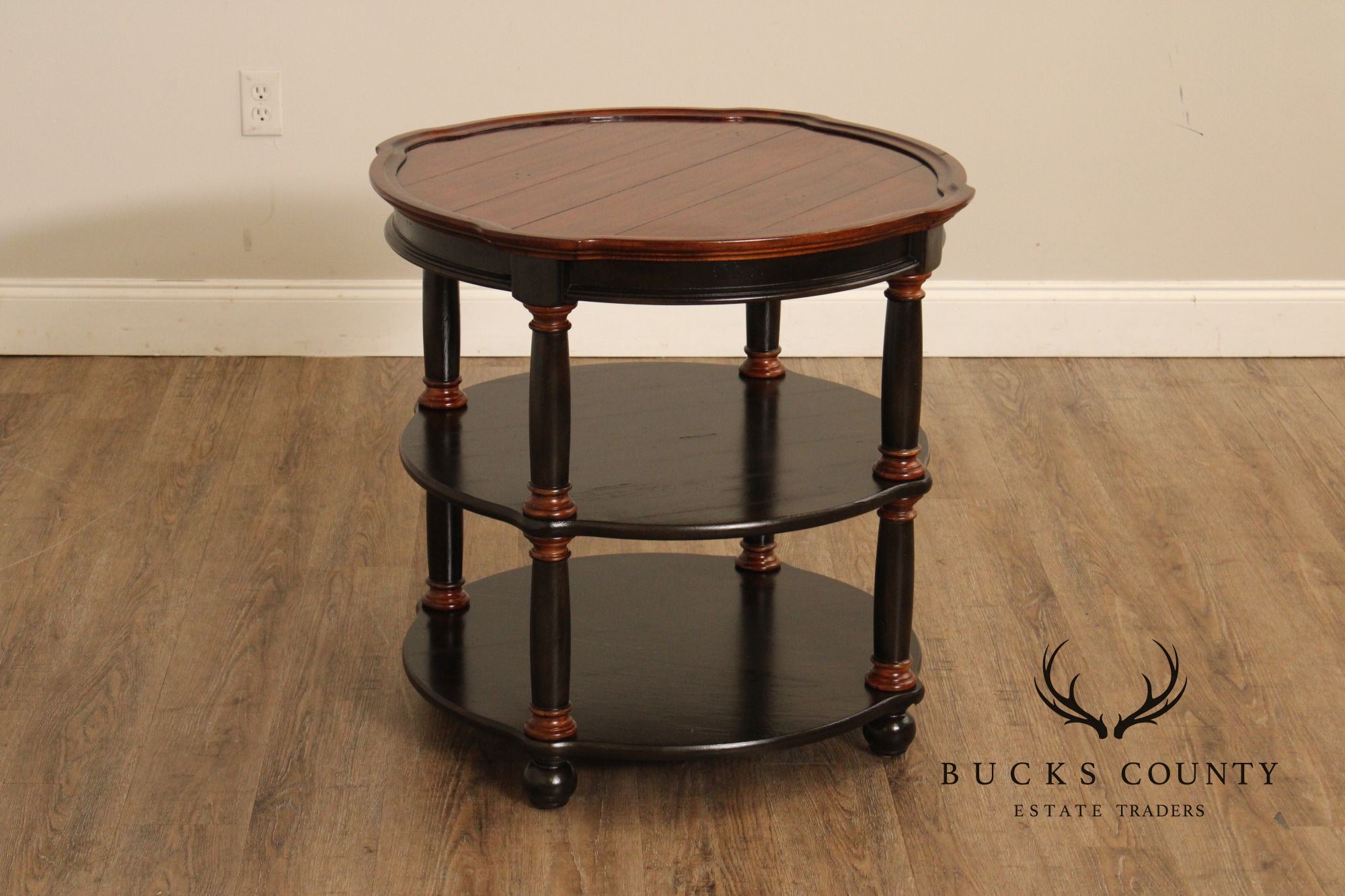 Hekman Round Two-Tone Three-Tier Library Side Table