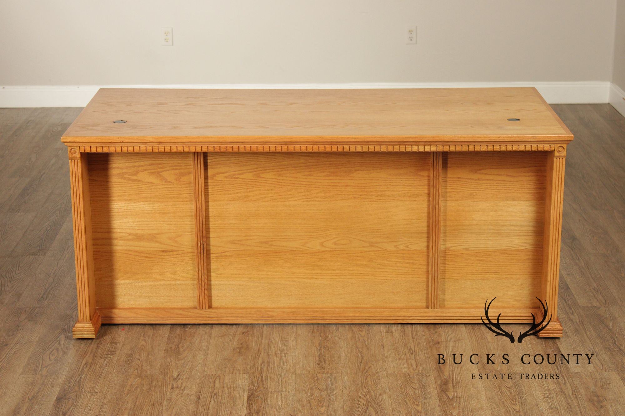 Traditional Custom Oak Executive Pedestal Desk