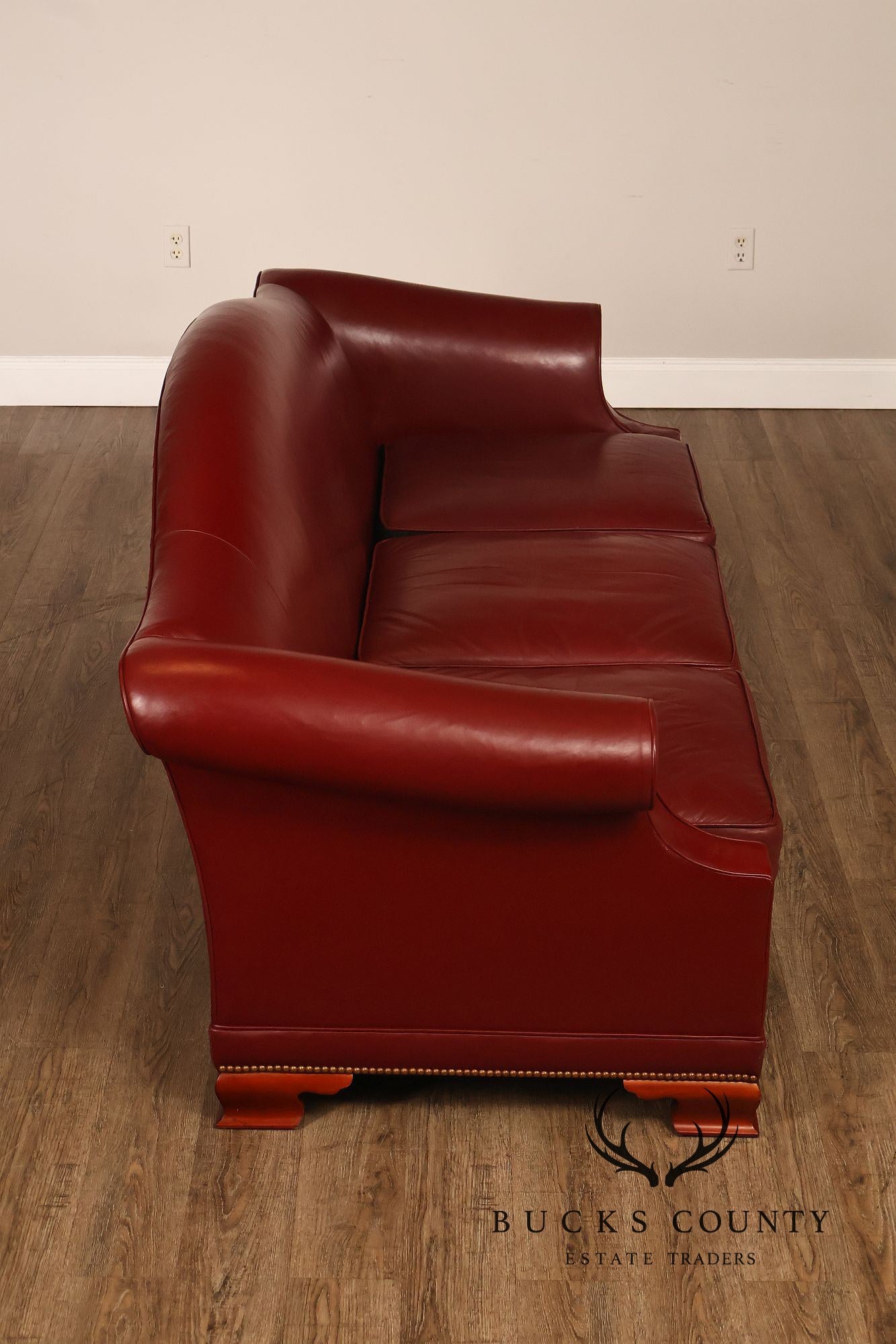 Kindel Vintage Camelback Back Leather Three Cushion Sofa