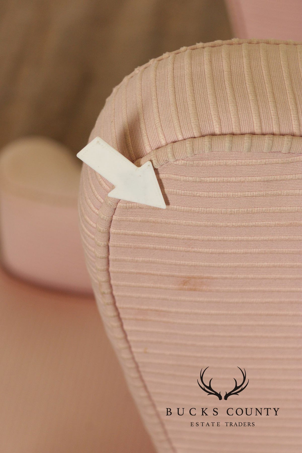 Custom Quality Vintage Pink Upholstered Wingback Chair With Cabriole Legs