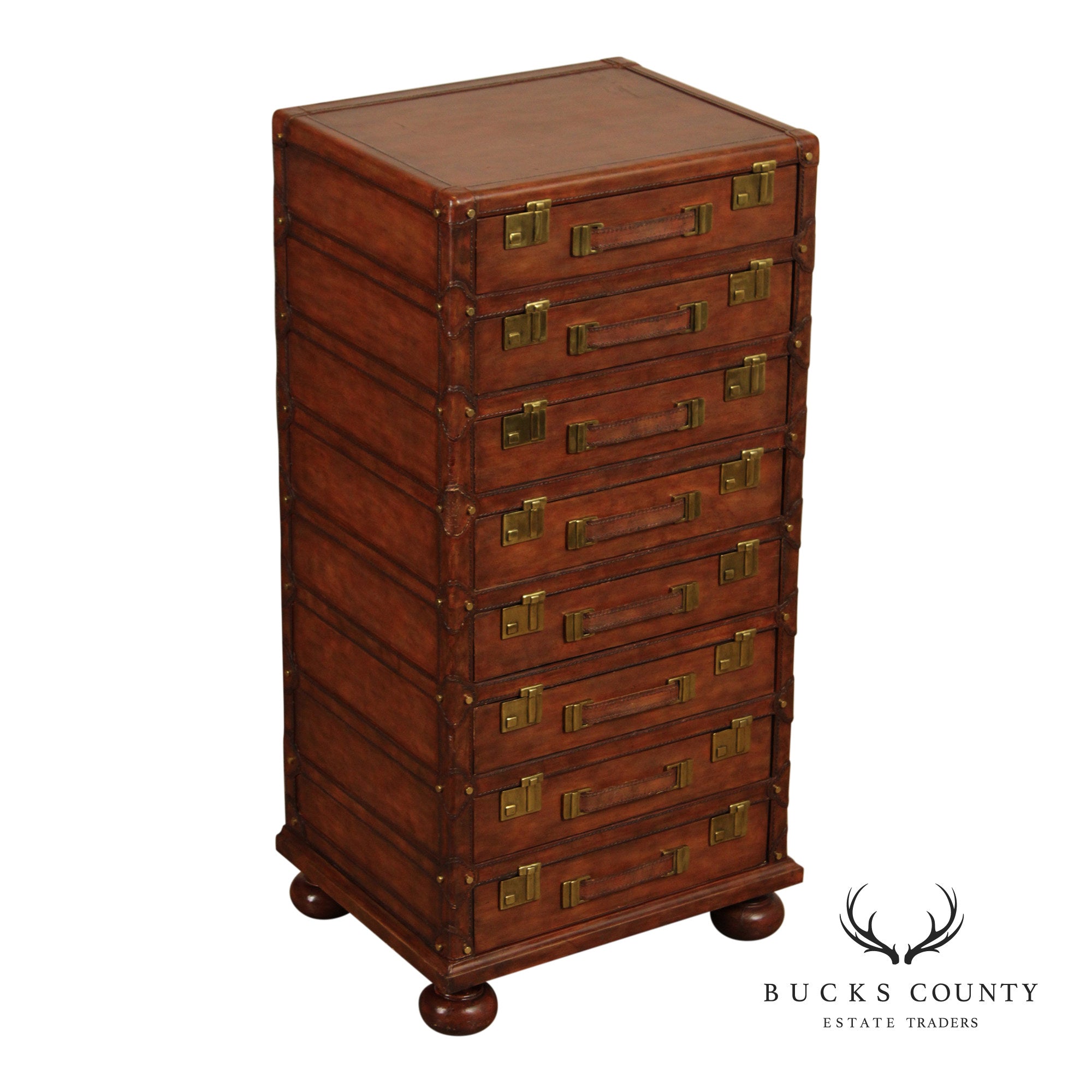 Maitland Smith Leather Stacking Luggage Chest Of Drawers