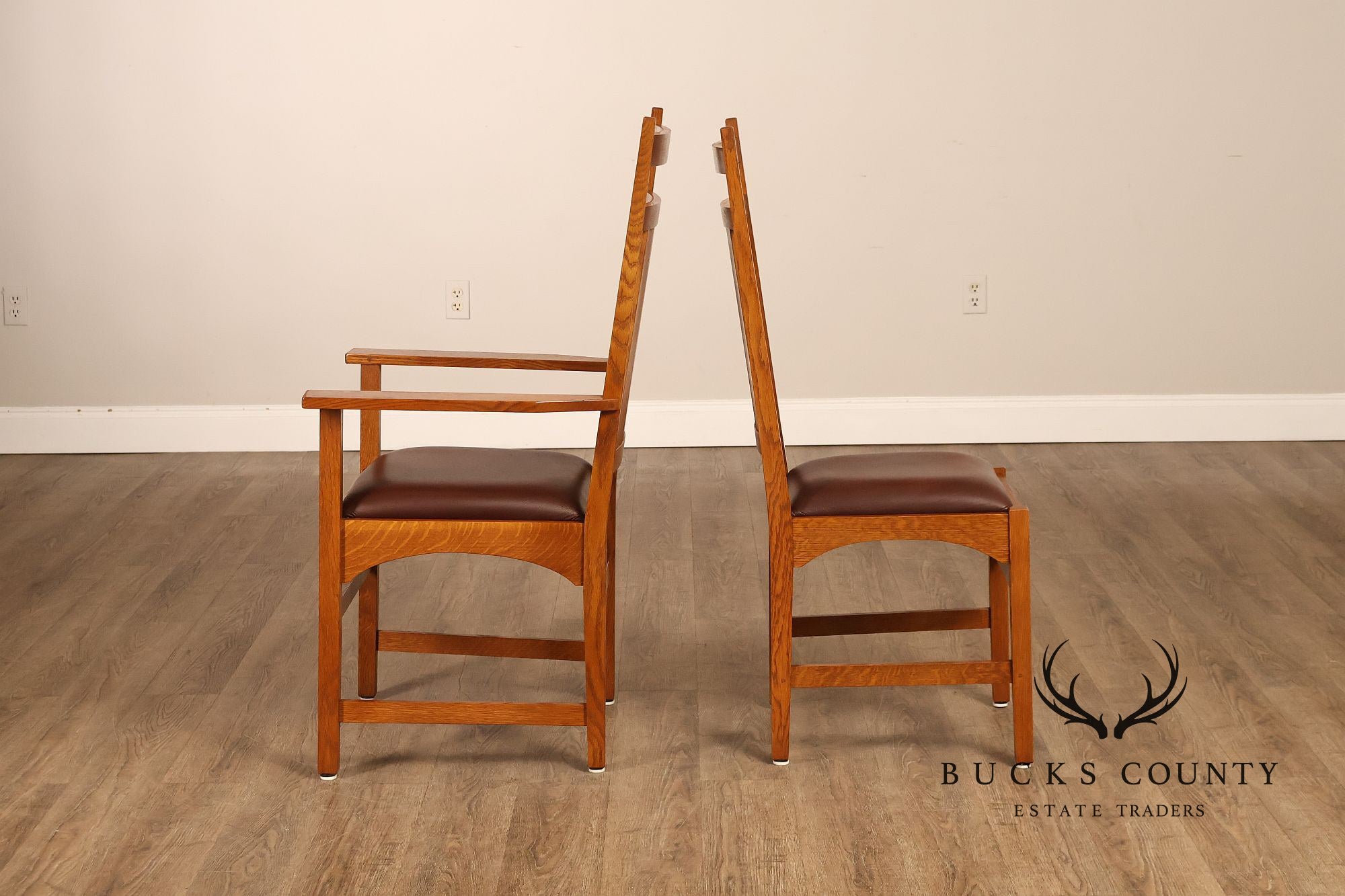 Stickley Mission Collection Set of Six Harvey Ellis Oak Dining Chairs