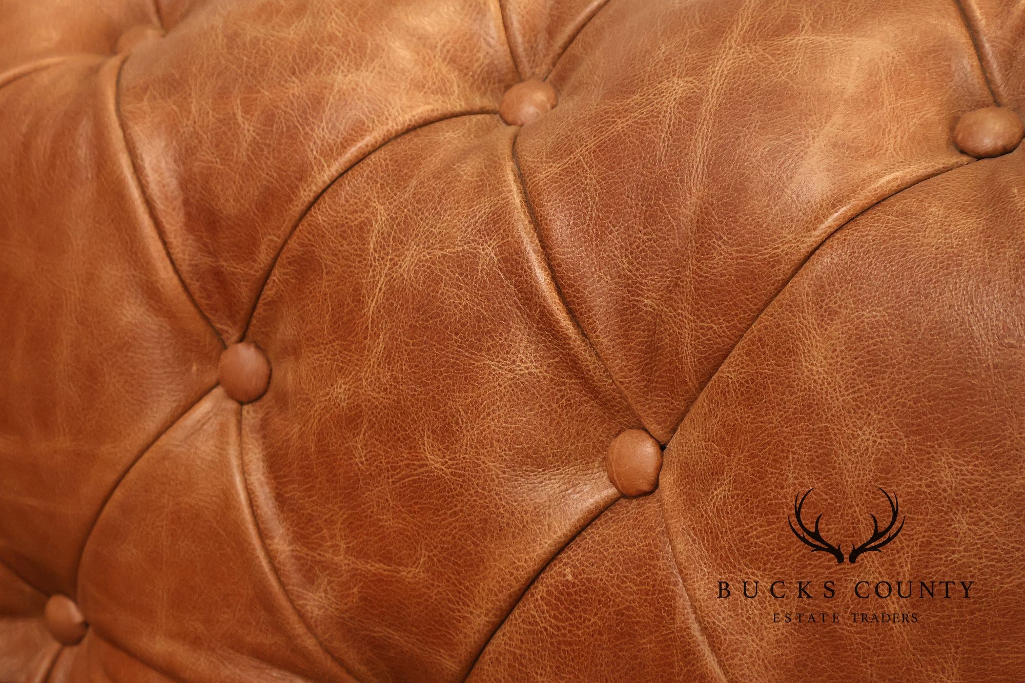 Chesterfield Style 7 Foot Distressed Brown Tufted Leather Sofa