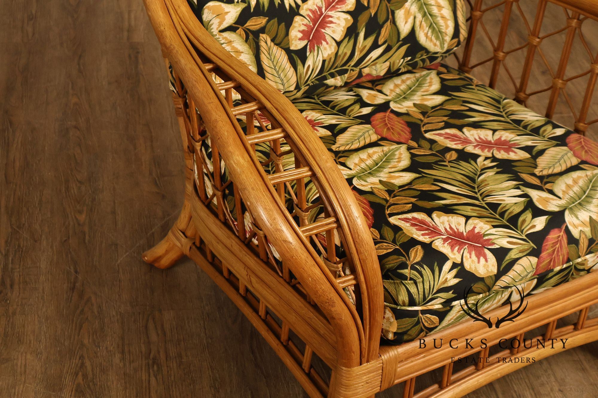 Lane Venture Wicker Lounge Chair With Tropical Upholstery