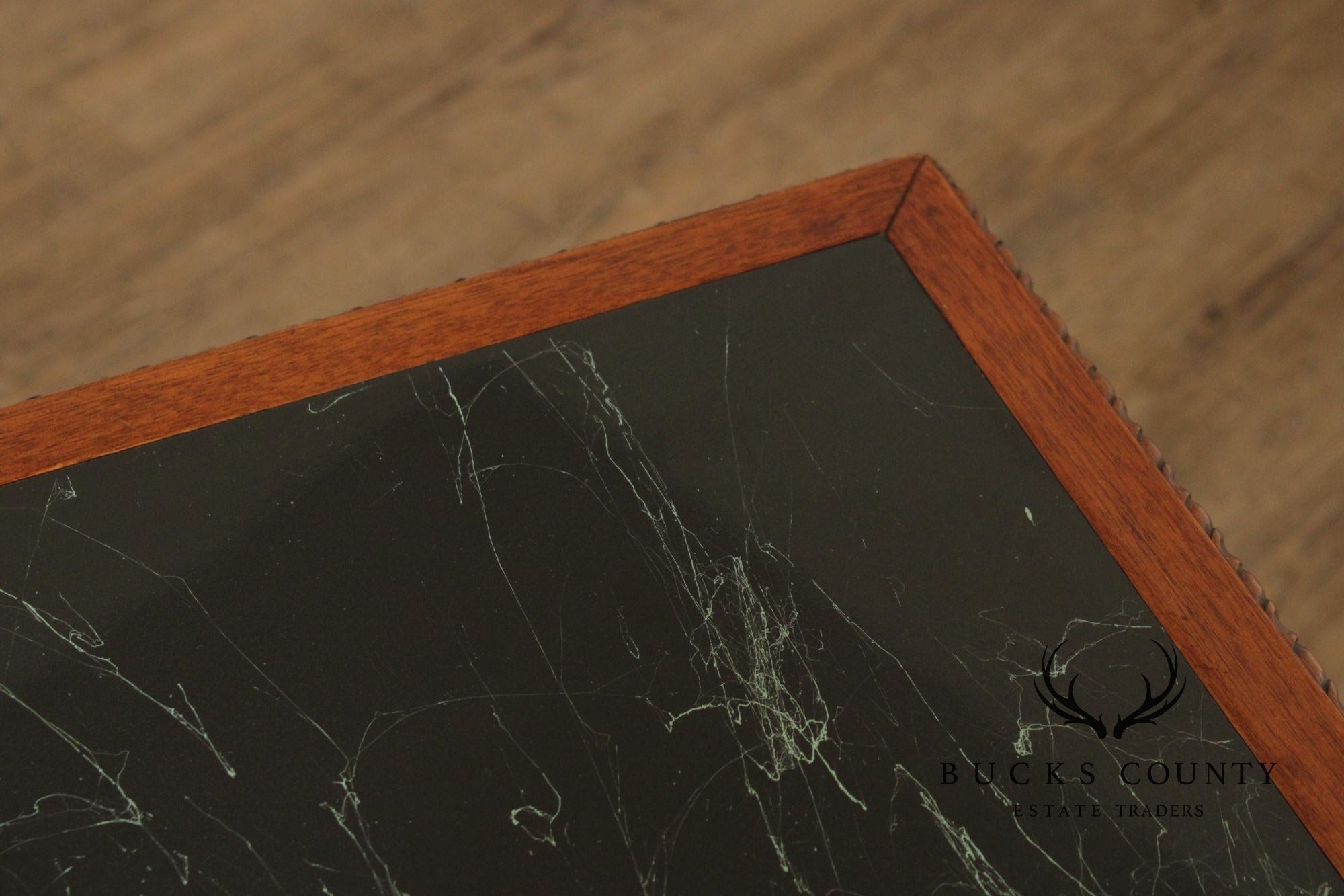 Chinese Chippendale Style Marble Top Mahogany Accent Table