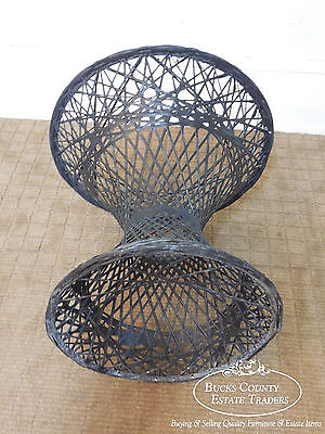 Russell Woodard Vintage Spun Fiberglass Patio Side Table w/ Round Glass Top