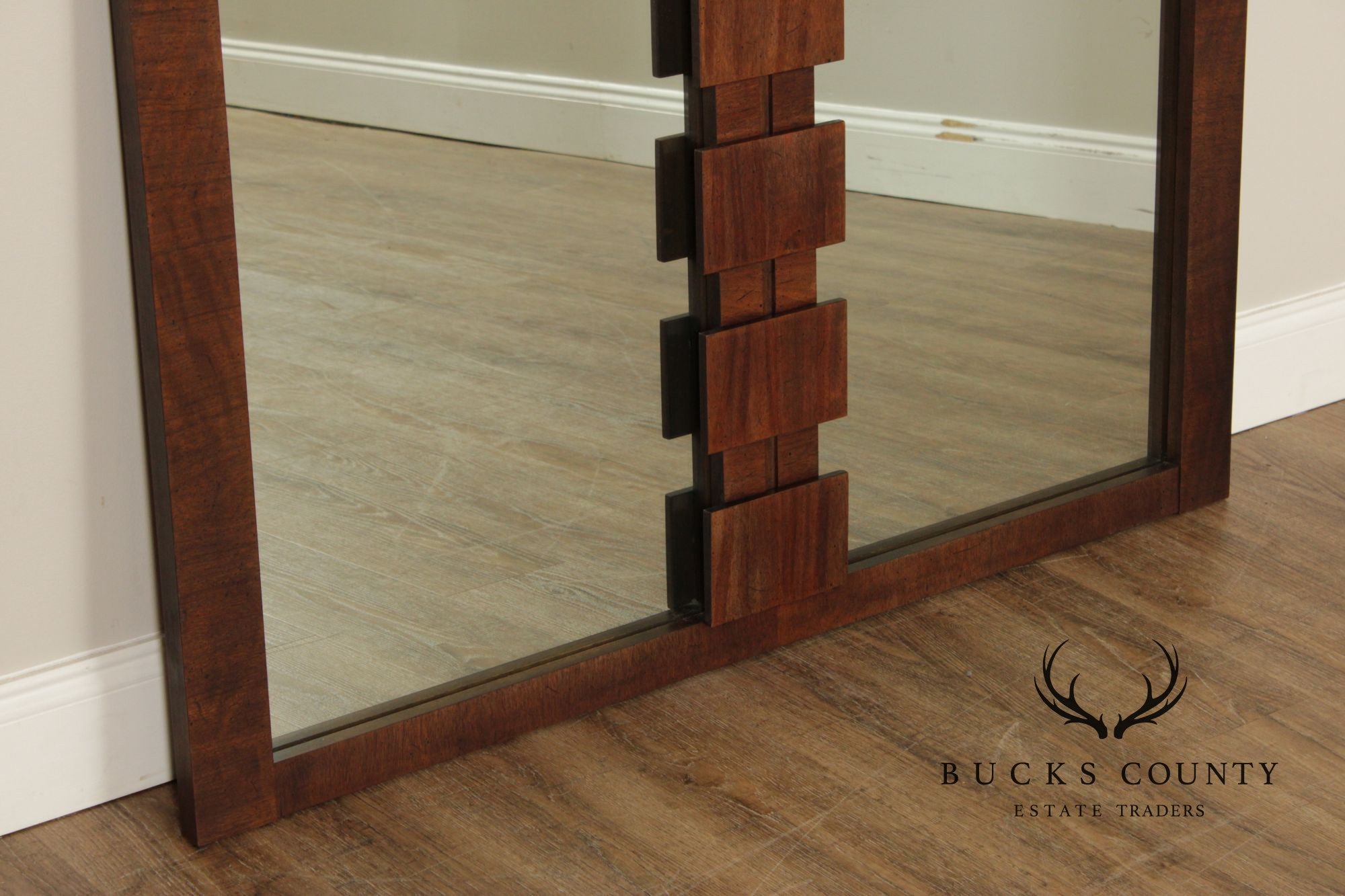 Lane 'Staccato' Brutalist Walnut Wall Mirror