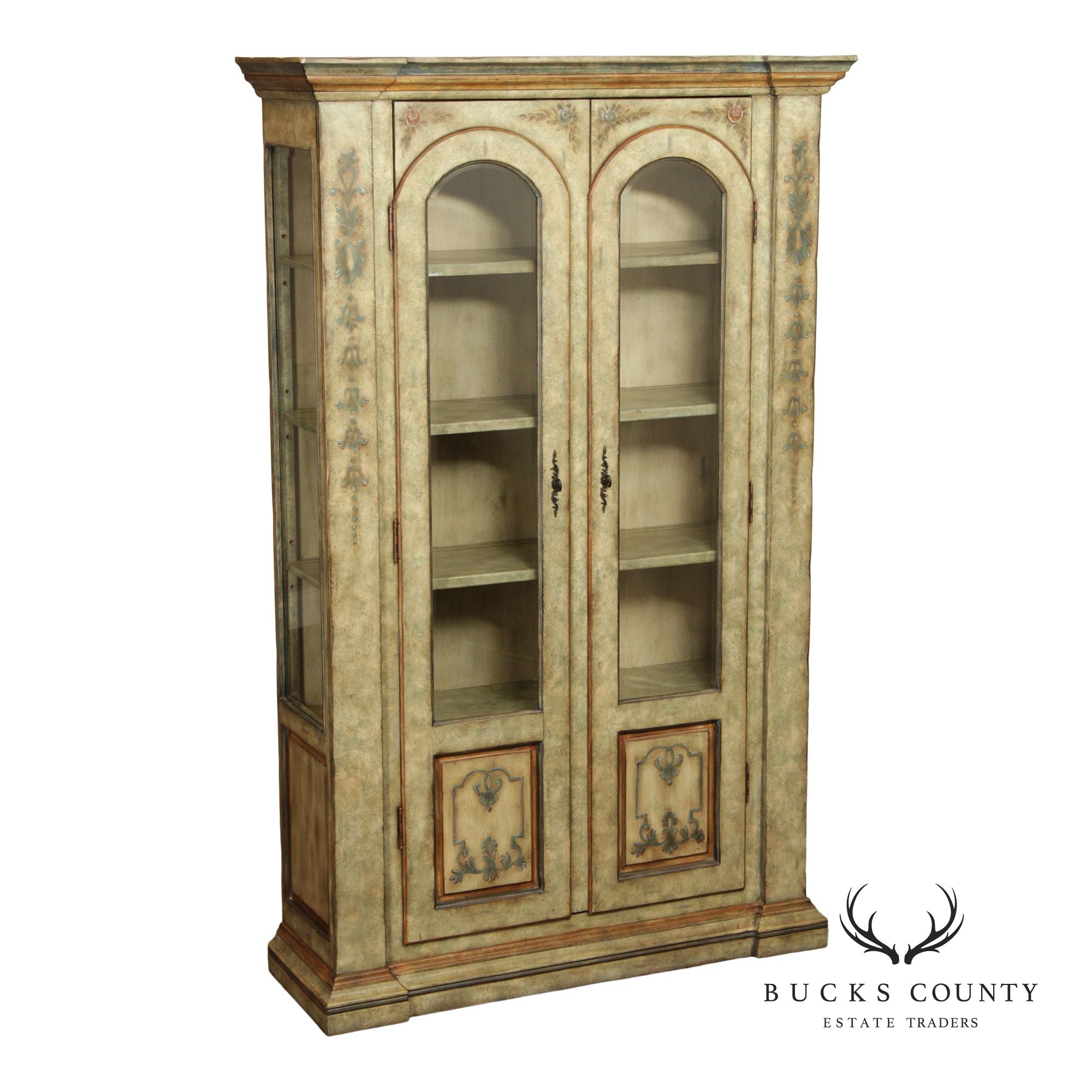 Tuscan Style Painted Two-Door Bookcase China Cabinet