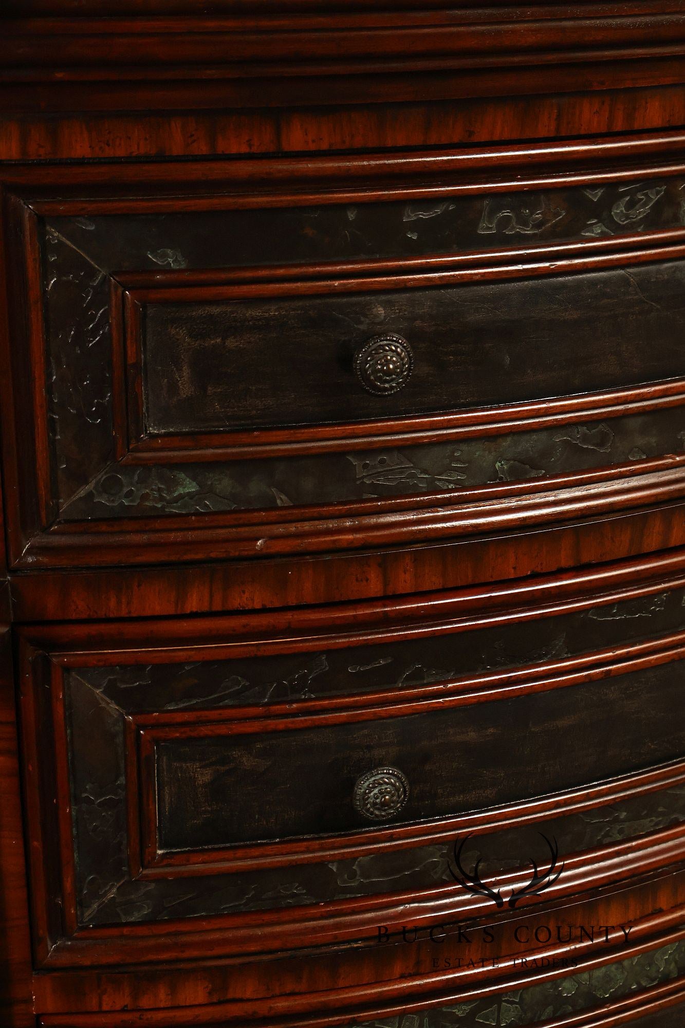 Maitland-Smith Pair Of Mahogany Three Drawer Chest Nightstands