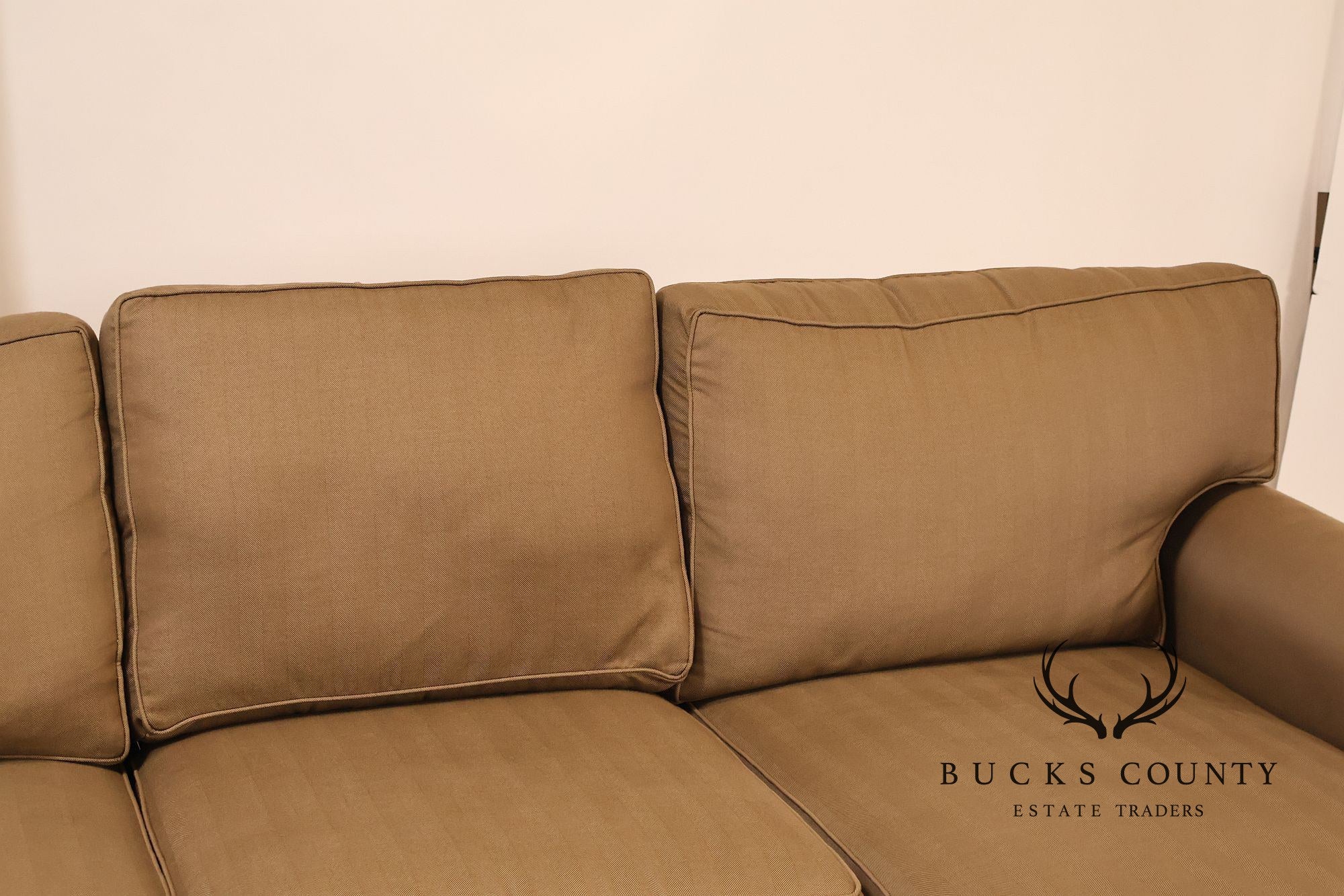 Ethan Allen Upholstered Custom Sectional Sofa With Chaise