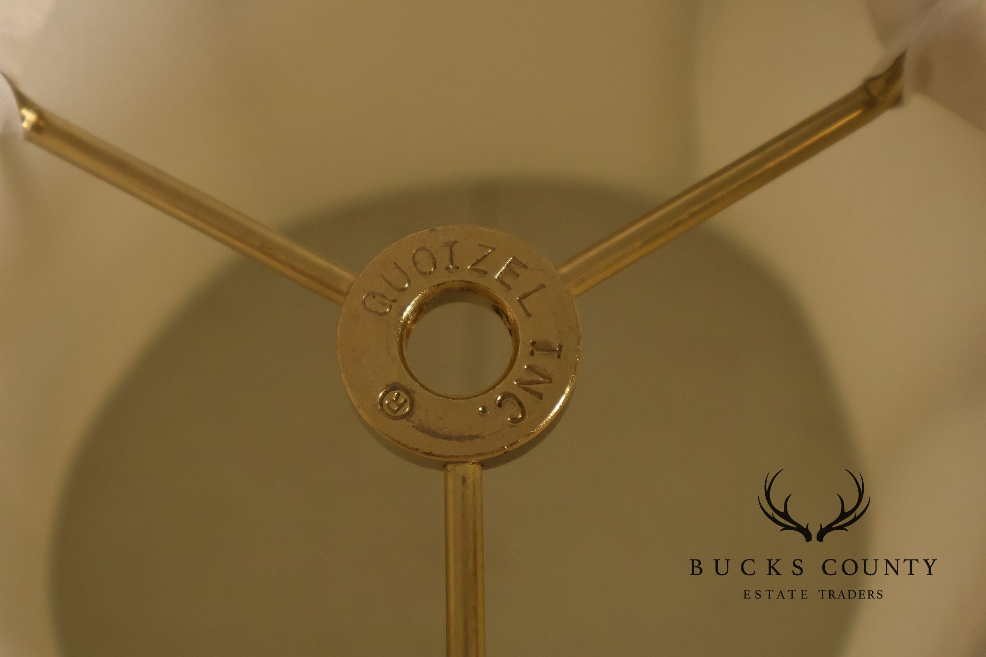 Lenox For Quoizel Pair of Brass and Porcelain Tall Table Lamps