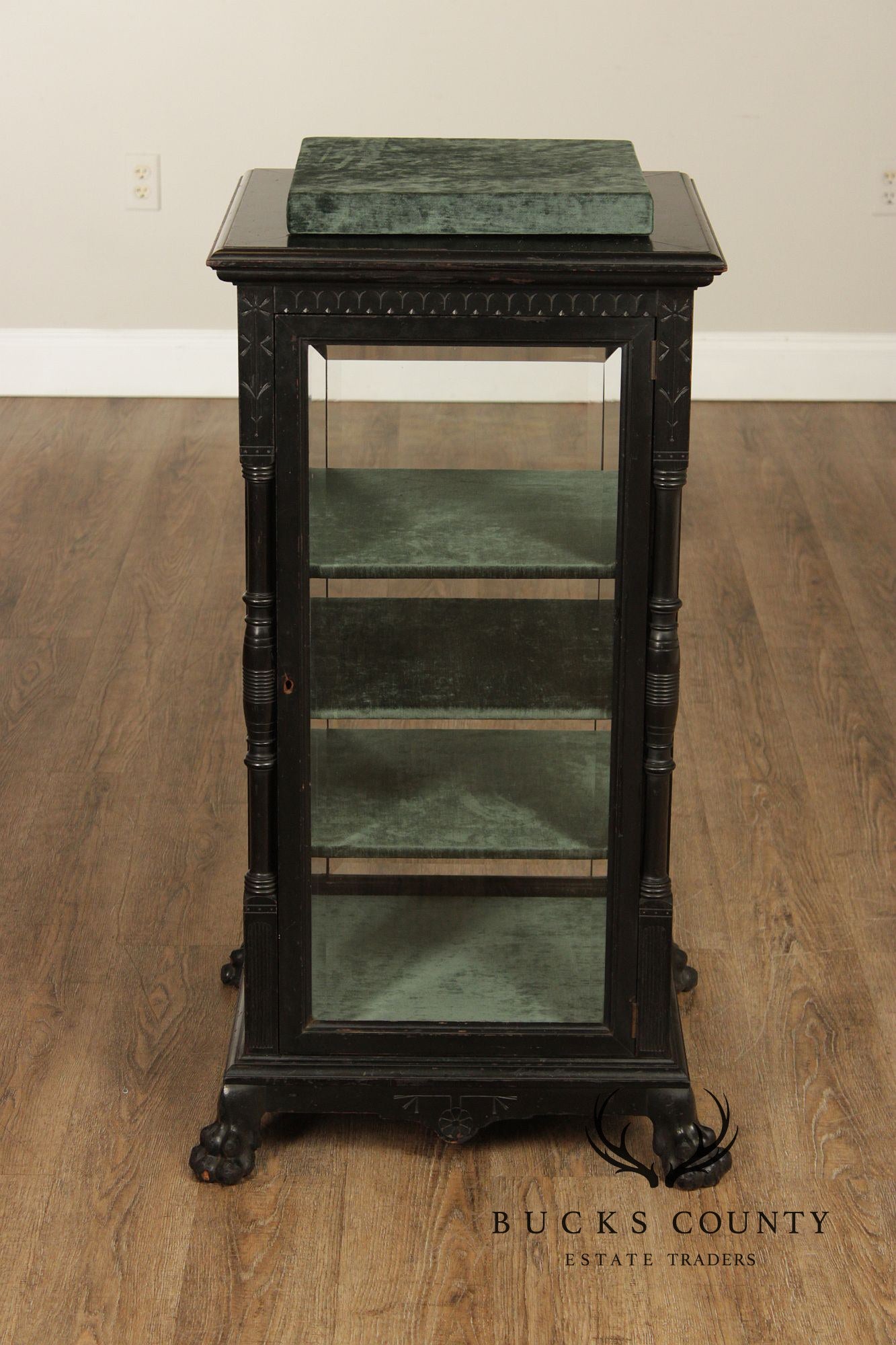 Antique Aesthetic Ebonized Jewelers Display Cabinet