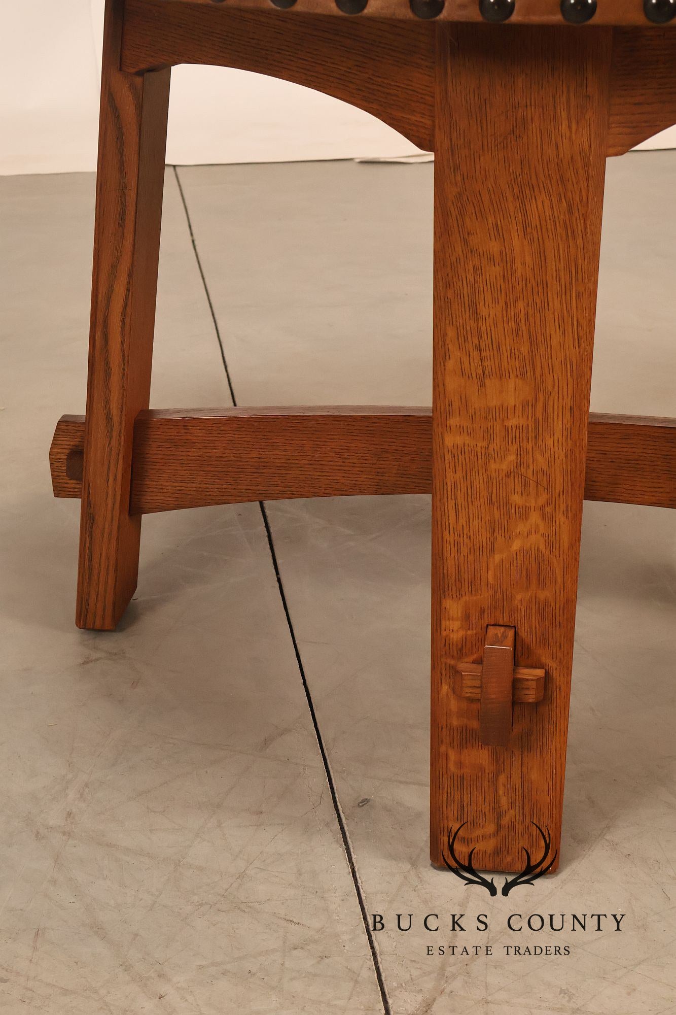 Stickley Commemorative Leather-Top Round Oak Library Table