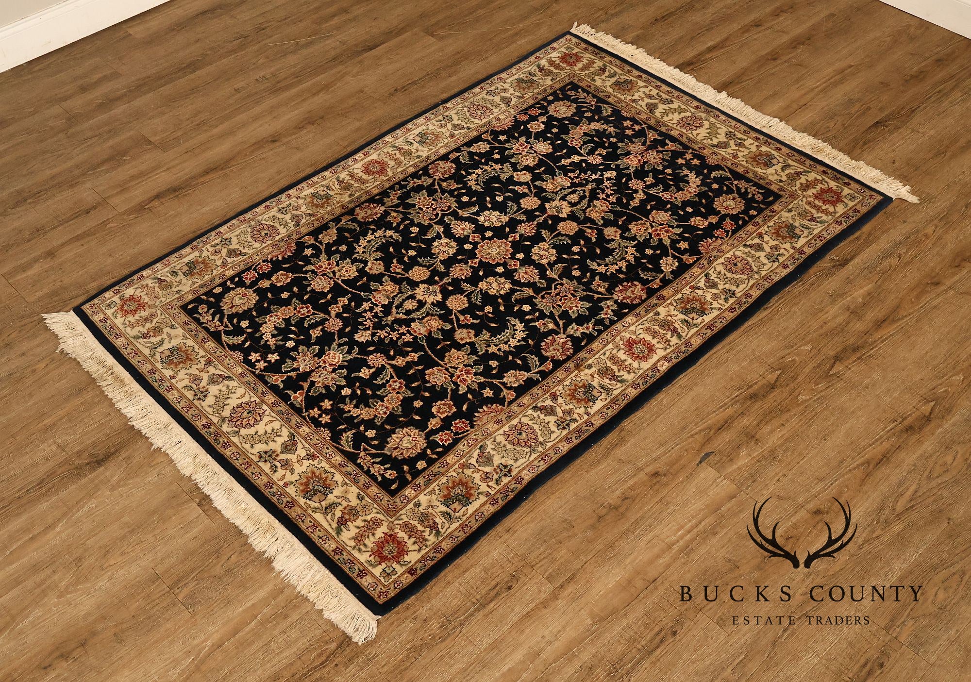 Chinese Tabriz Fish Pattern Hand Woven Wool & Silk Area Rug 4' x 6'