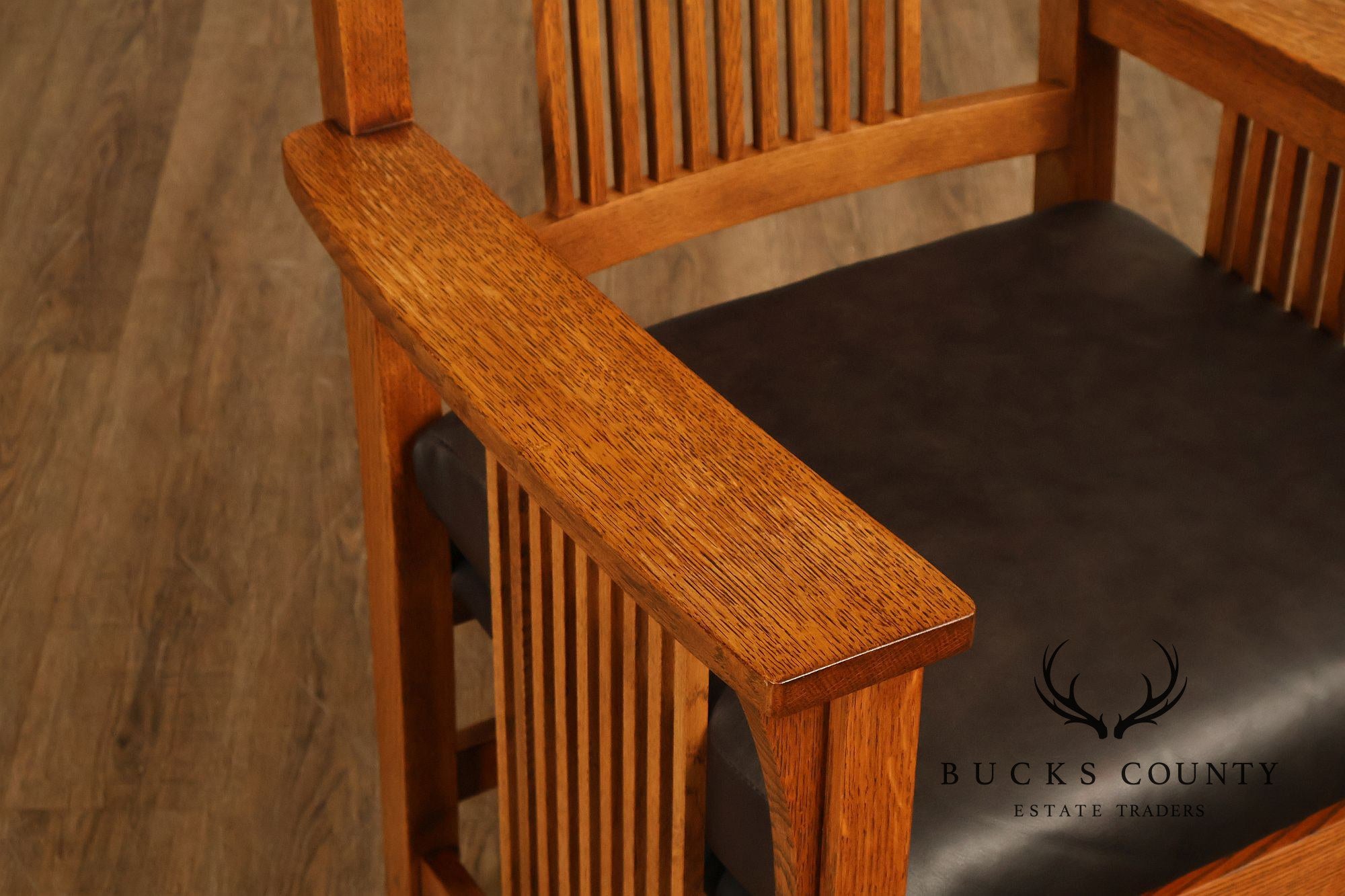 Stickley Mission Collection Set of Eight Oak Spindle Dining Chairs