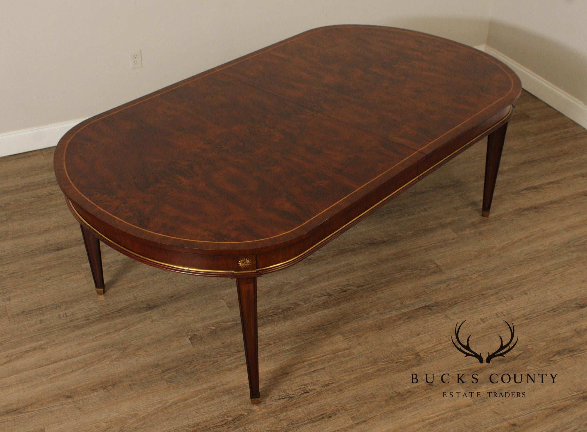 Maitland Smith Empire Style Oval Top Mahogany Expandable Dining Table