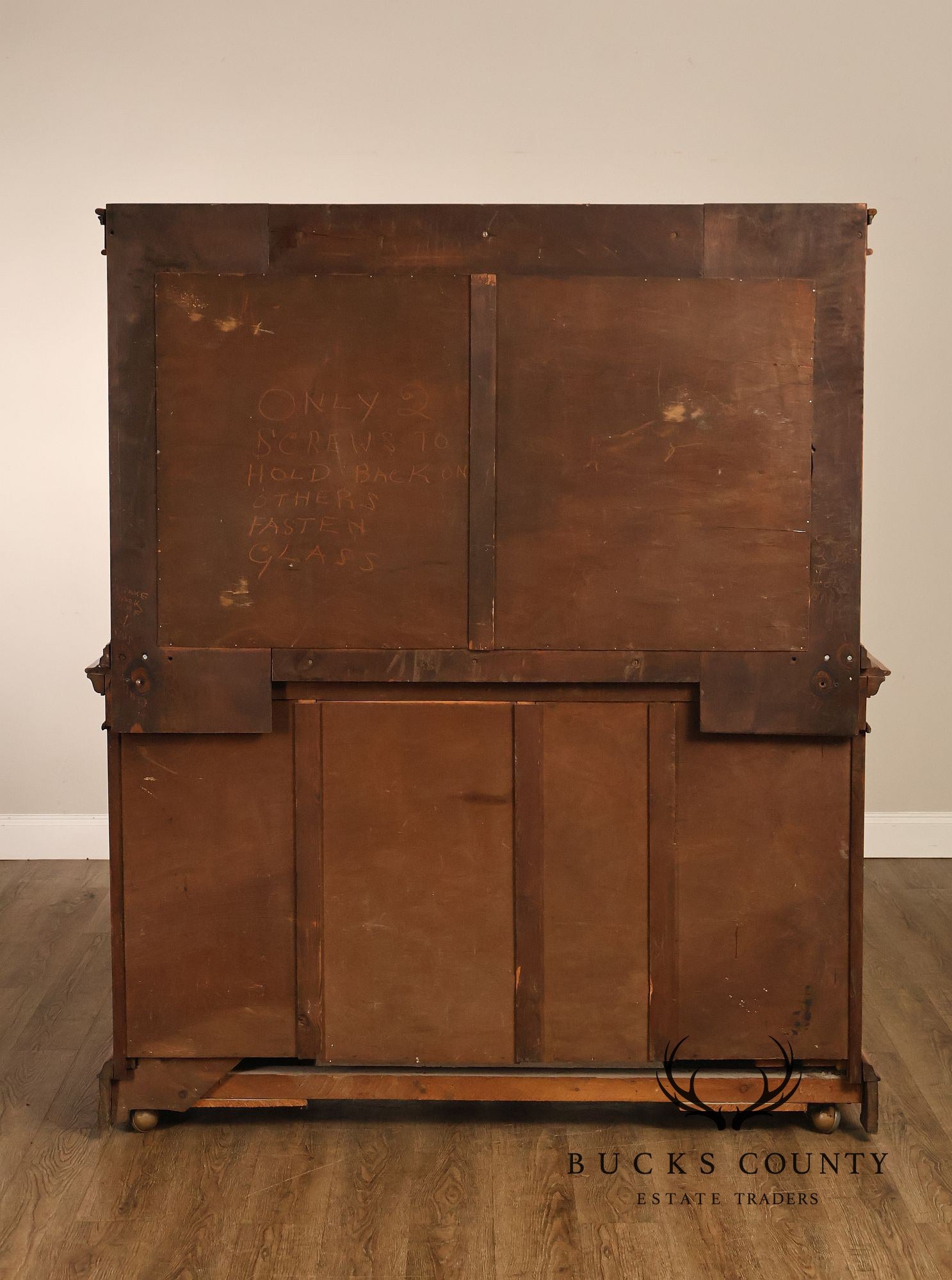 Antique Mirrored Burl Walnut Buffet Sideboard
