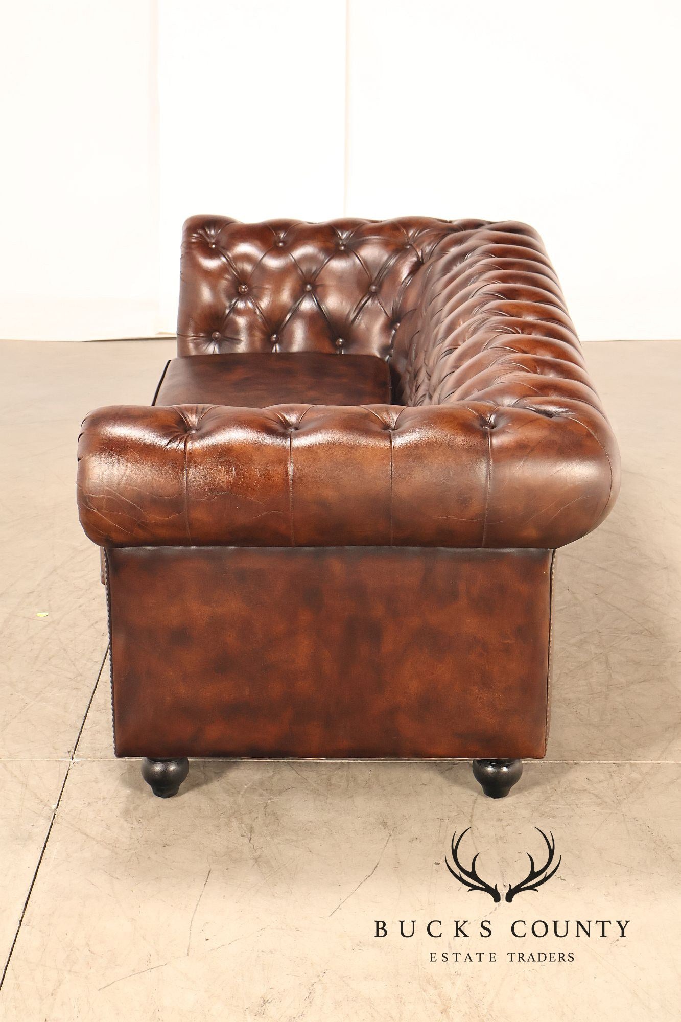 Chesterfield Style Brown Leather Sofa