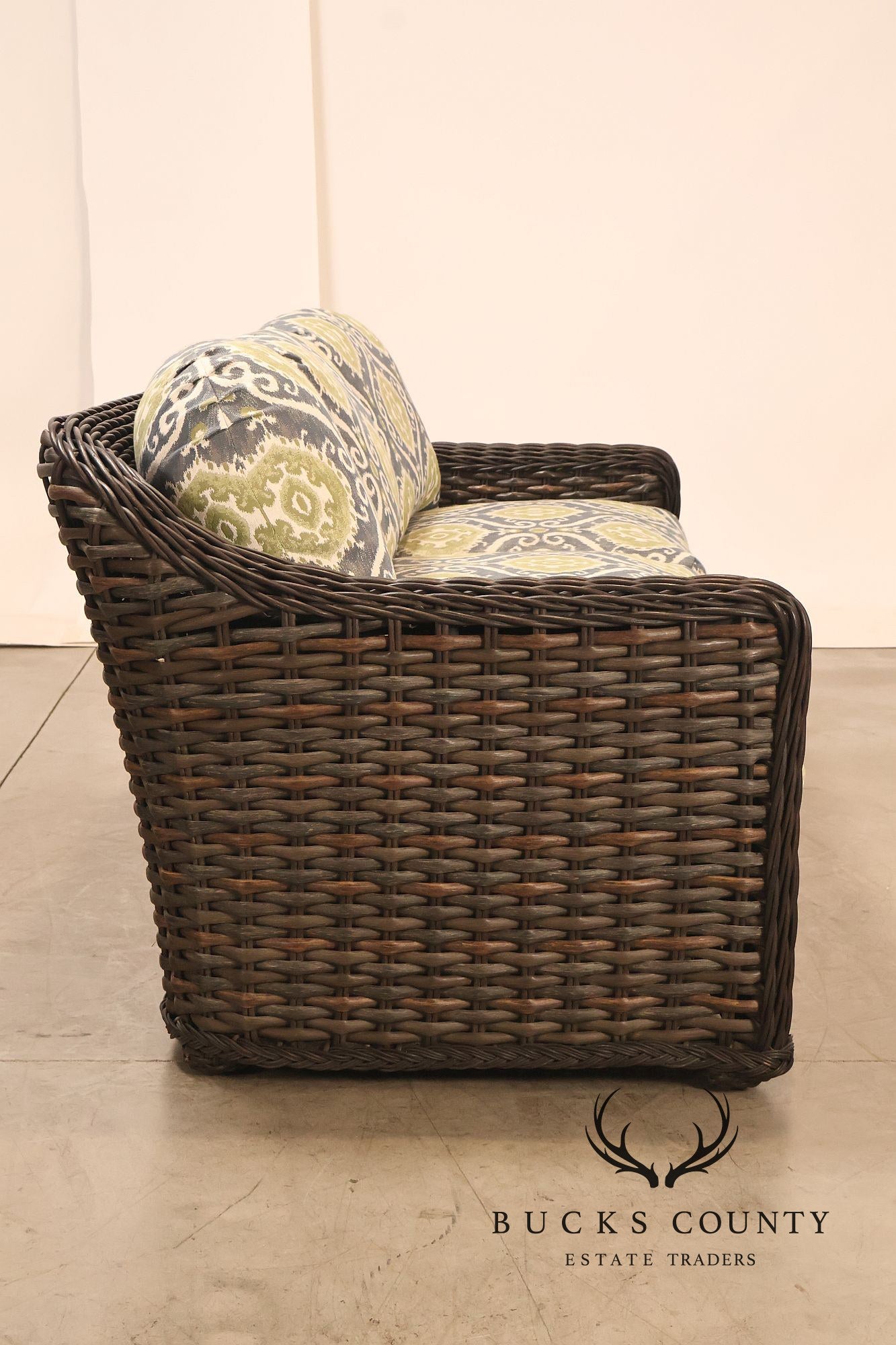 Lane Venture Woven Wicker Outdoor Sofa With Patterned Cushions
