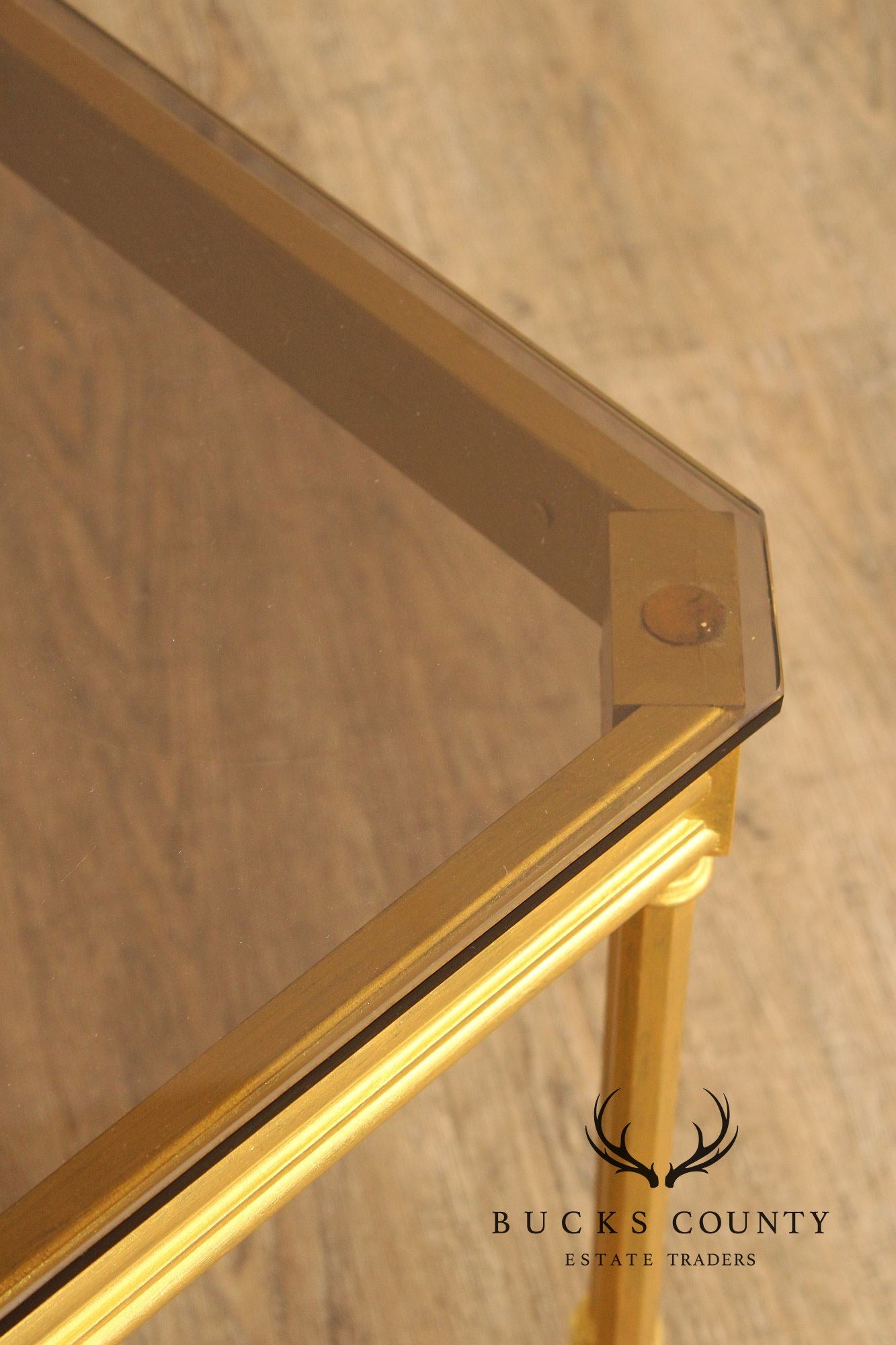 Neoclassical Style Glass Top End Table