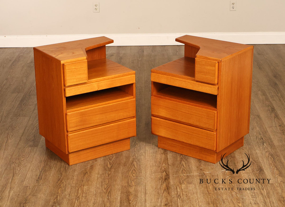 Scan Coll Danish Modern Pair of Teak Nightstands
