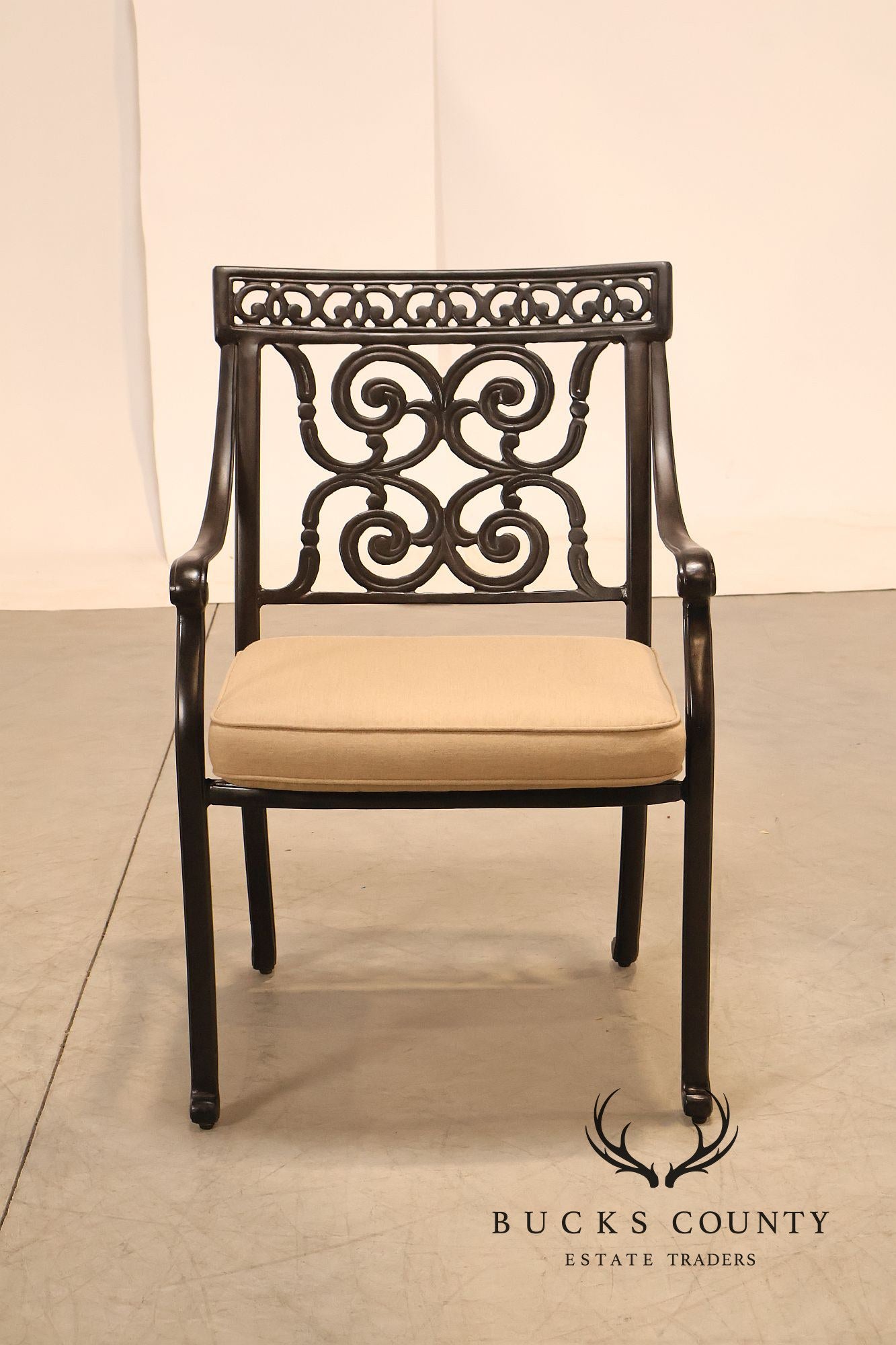 Castelle Cast Aluminum Outdoor Dining Table With Six Chairs Patio Set