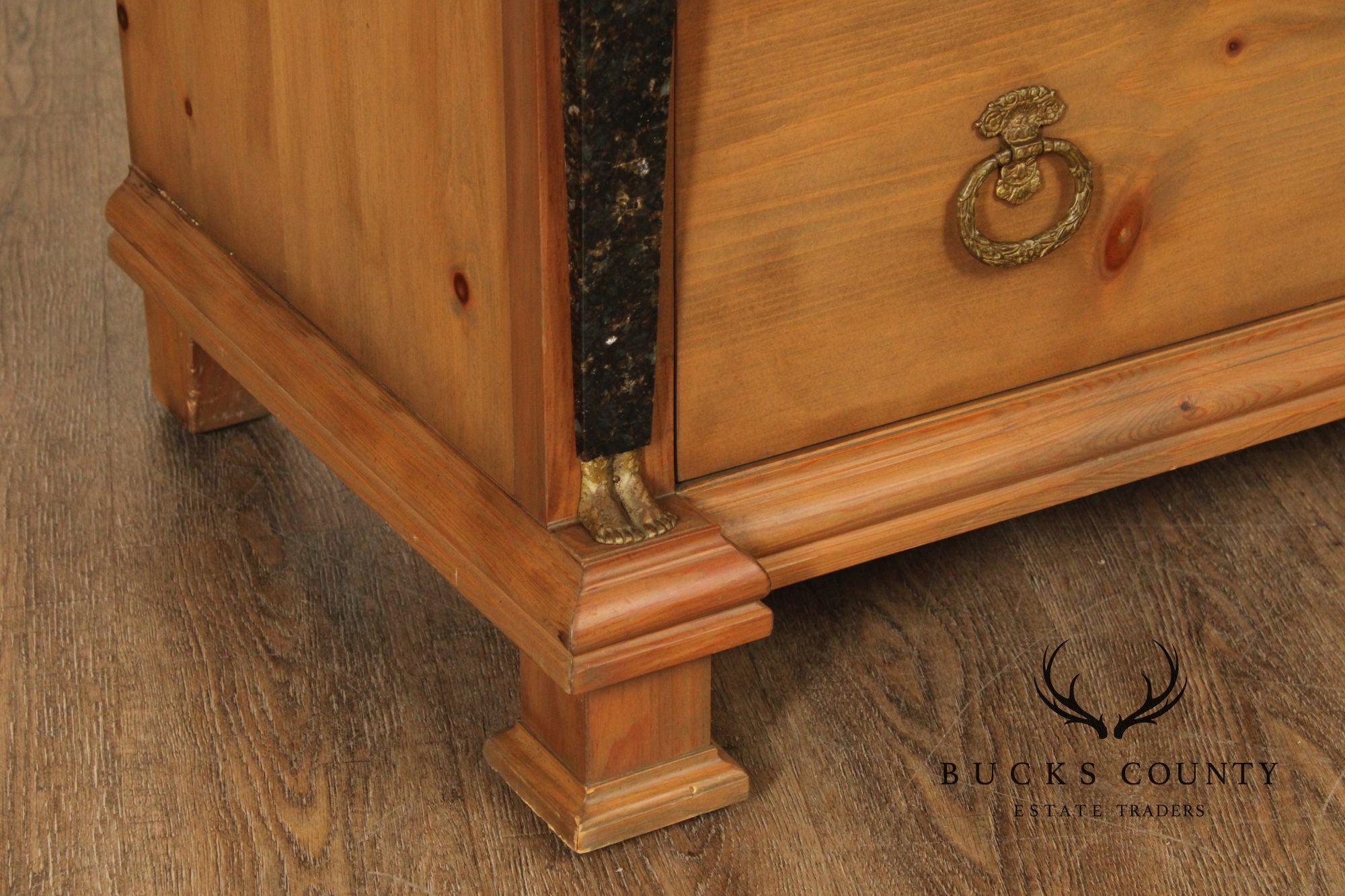 EJ Victor Egyptian Revival Marble-Top Pine Commode