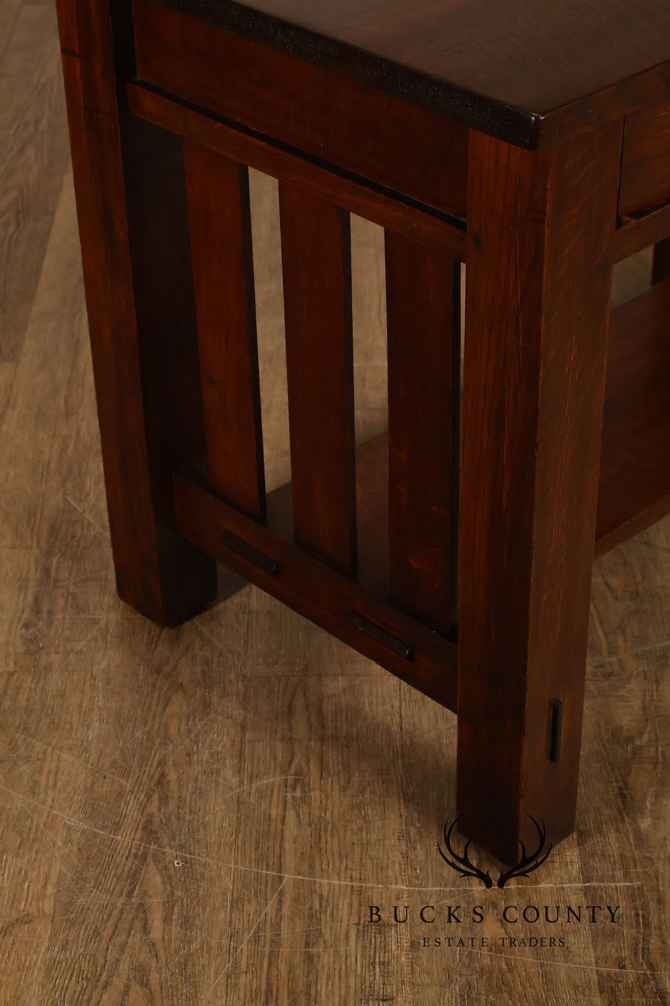 Antique Mission Oak Library Table Writing Desk With Drawers And Lower Shelf