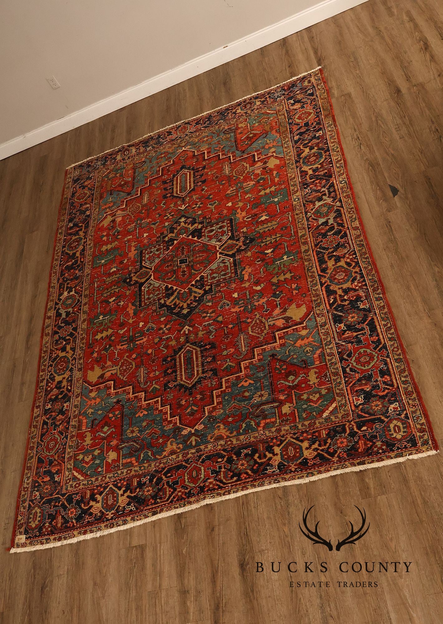 Vintage Heriz Hand Tied Persian Rug 90'" X 123"