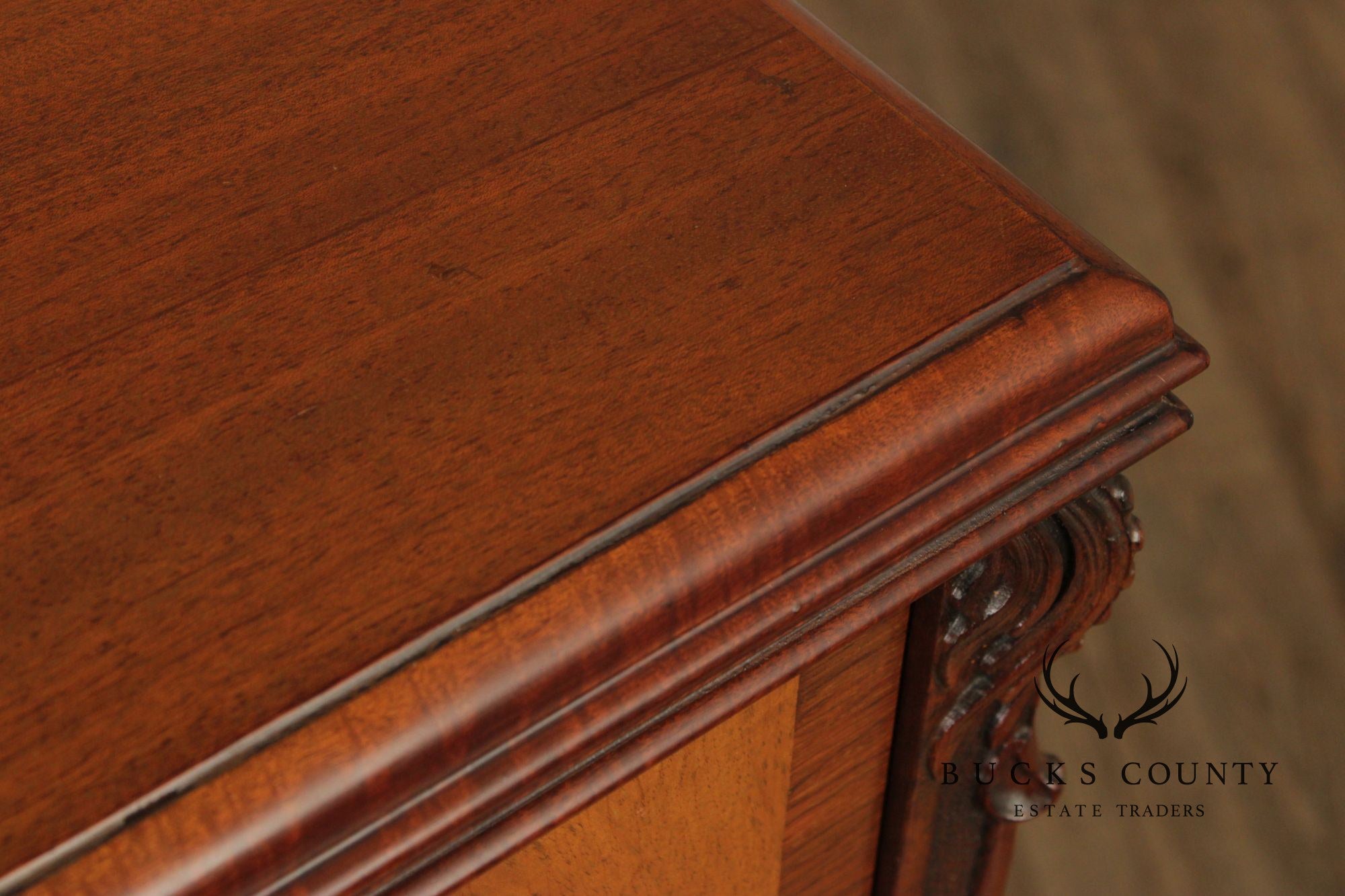 1930's Georgian Style Carved Mahogany Tall Chest