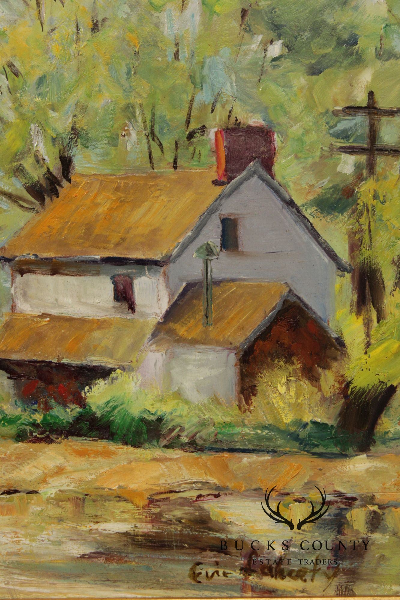 Evelyn Faherty Impressionist Style Oil Painting, 'Canal At Washington's Crossing'