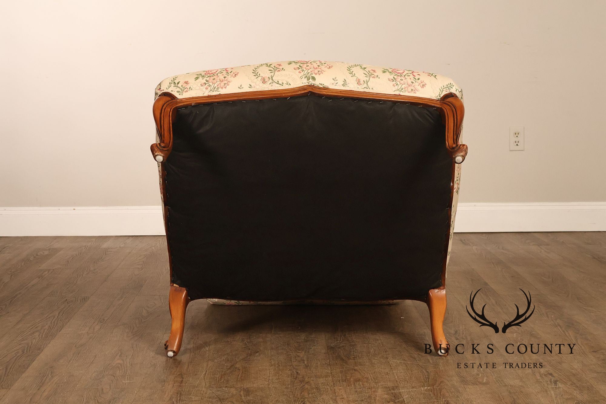 French Louis XV Style Two Piece Chaise Lounge Chair With Ottoman