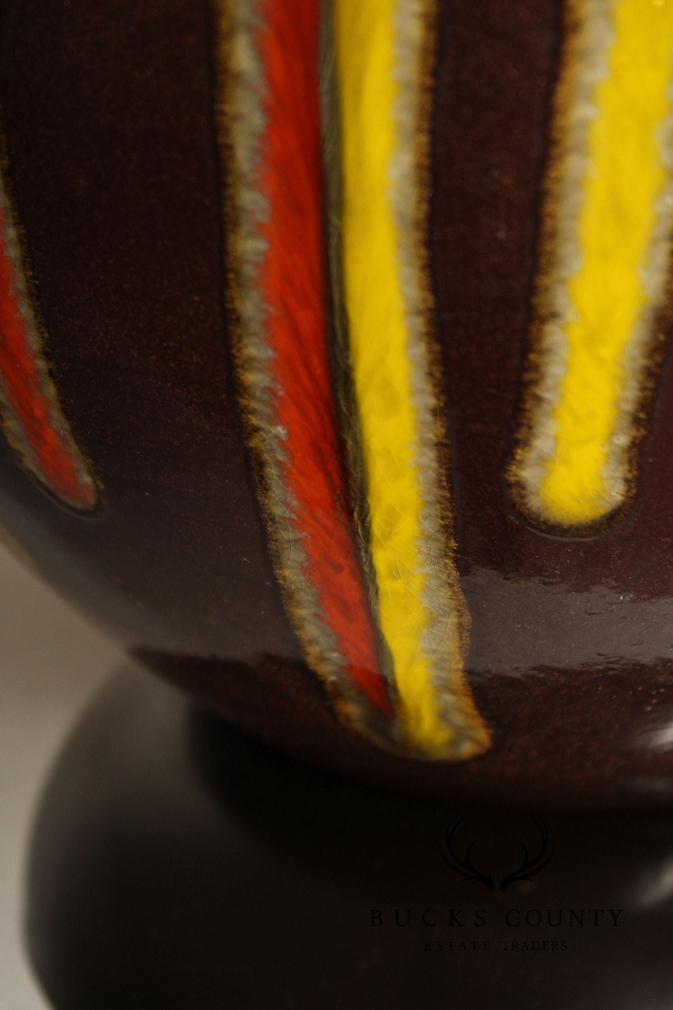 Mid Century Modern Pair of Drip Glazed Porcelain Table Lamps