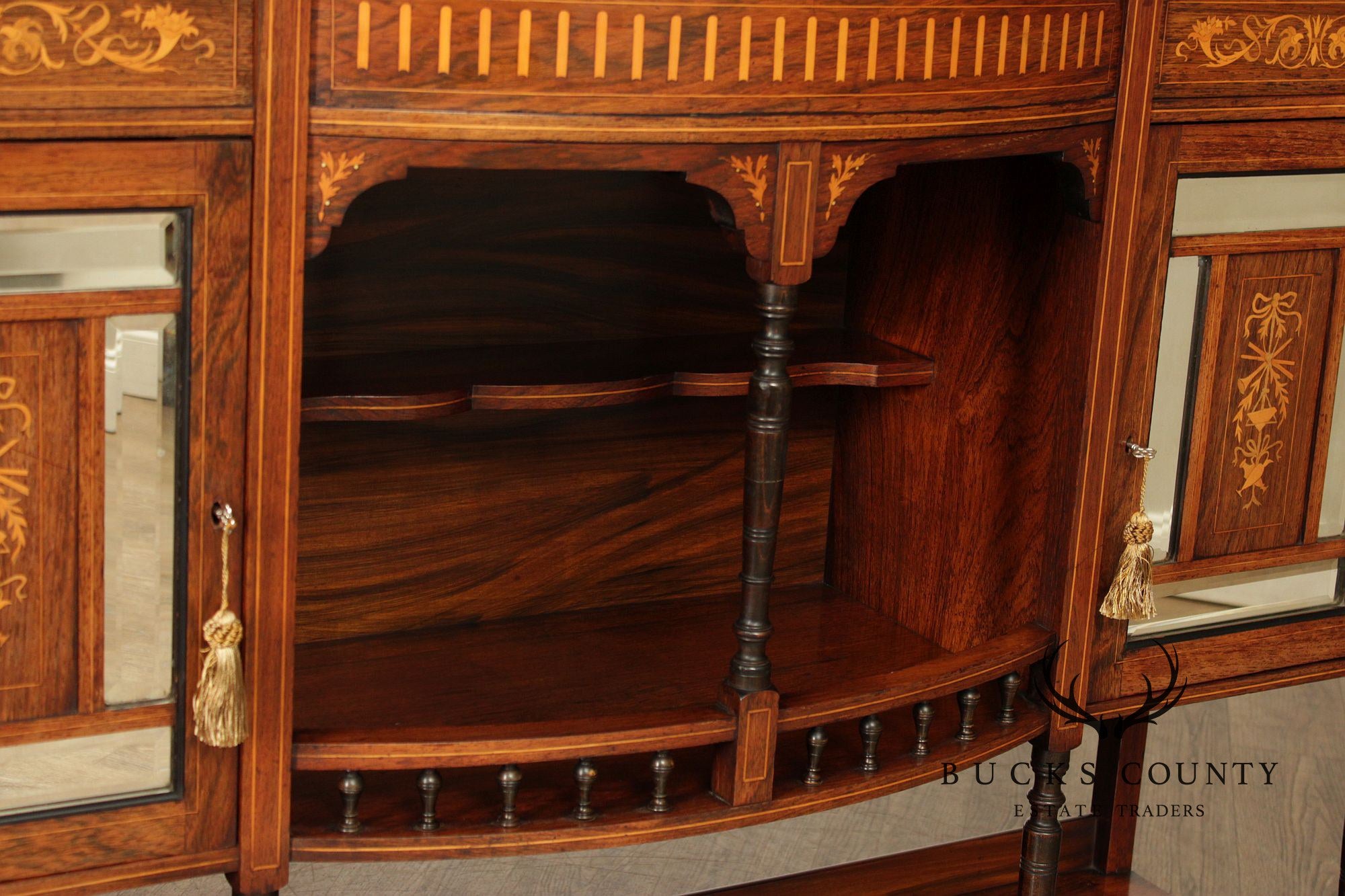 Antique Edwardian Inlaid Rosewood Sideboard