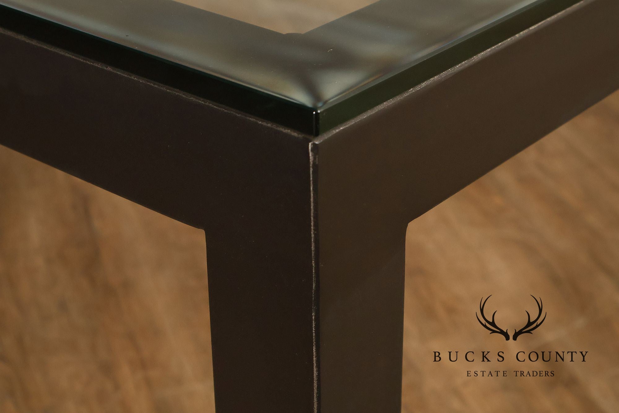 Mitchell Gold + Bob Williams Modern Parsons Style Glass Top Dining Table