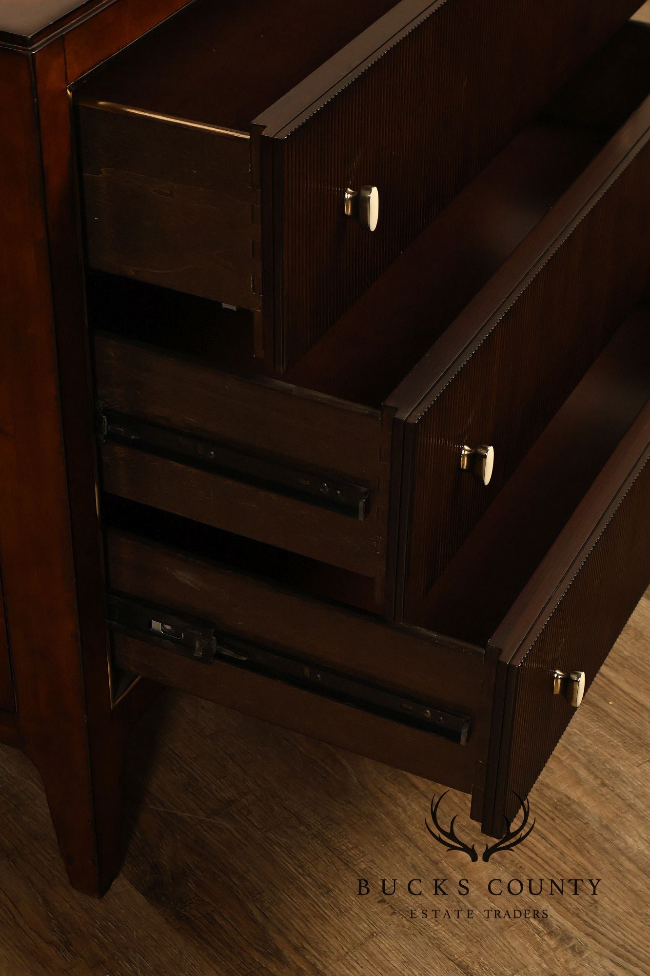 Caracole Art Deco Style Pair of Mahogany Chest Nightstands