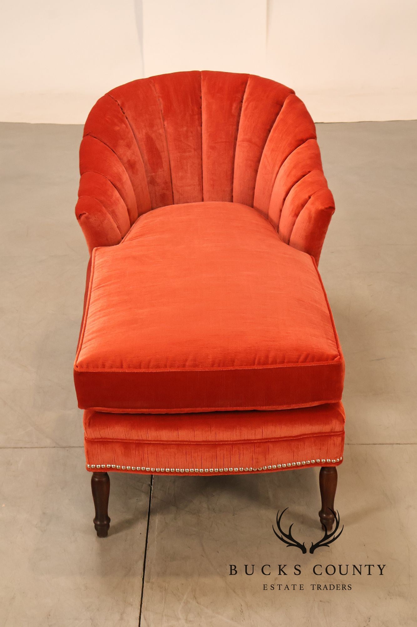 Vintage Channel Back Upholstered Chaise Lounge