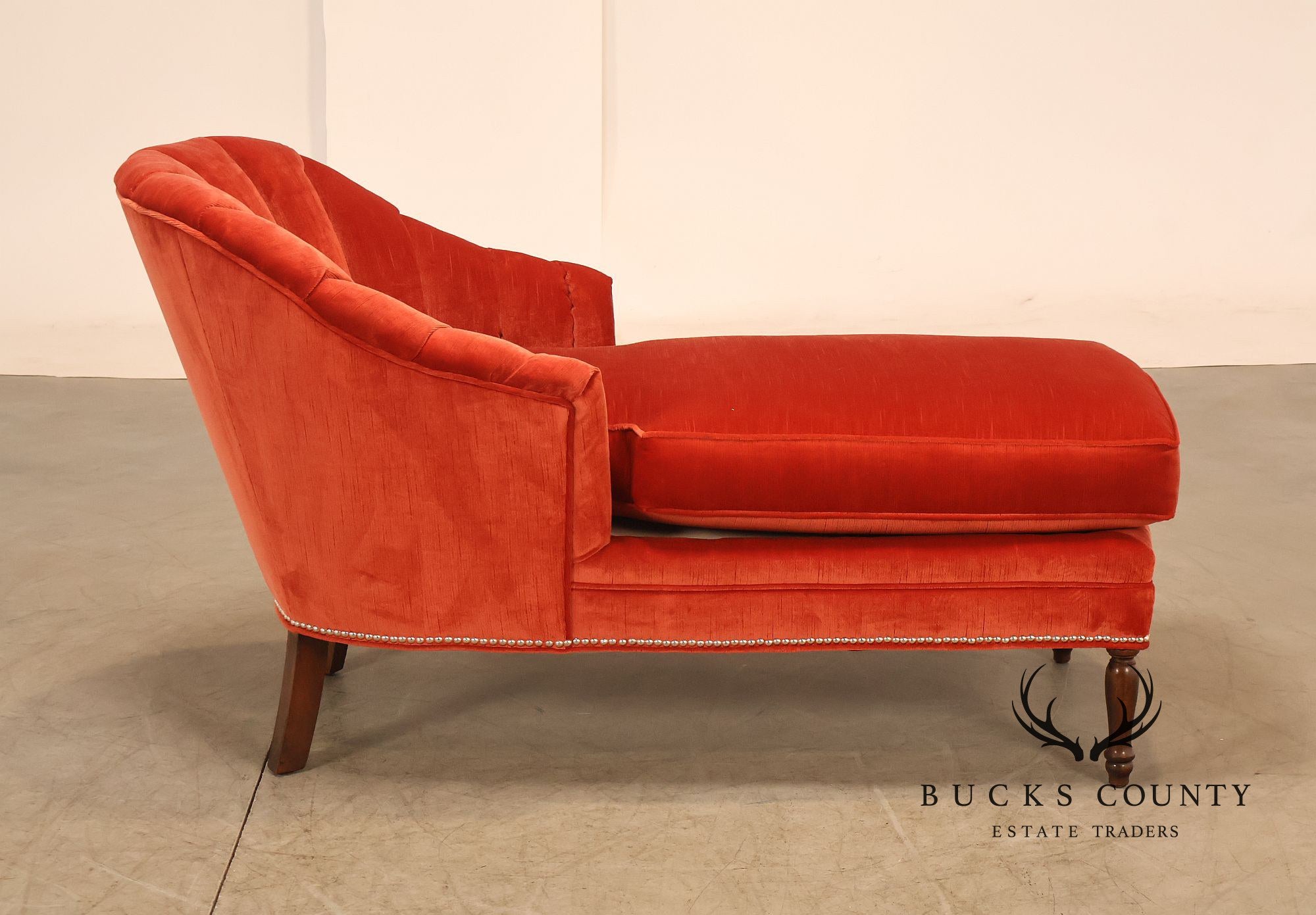 Vintage Channel Back Upholstered Chaise Lounge