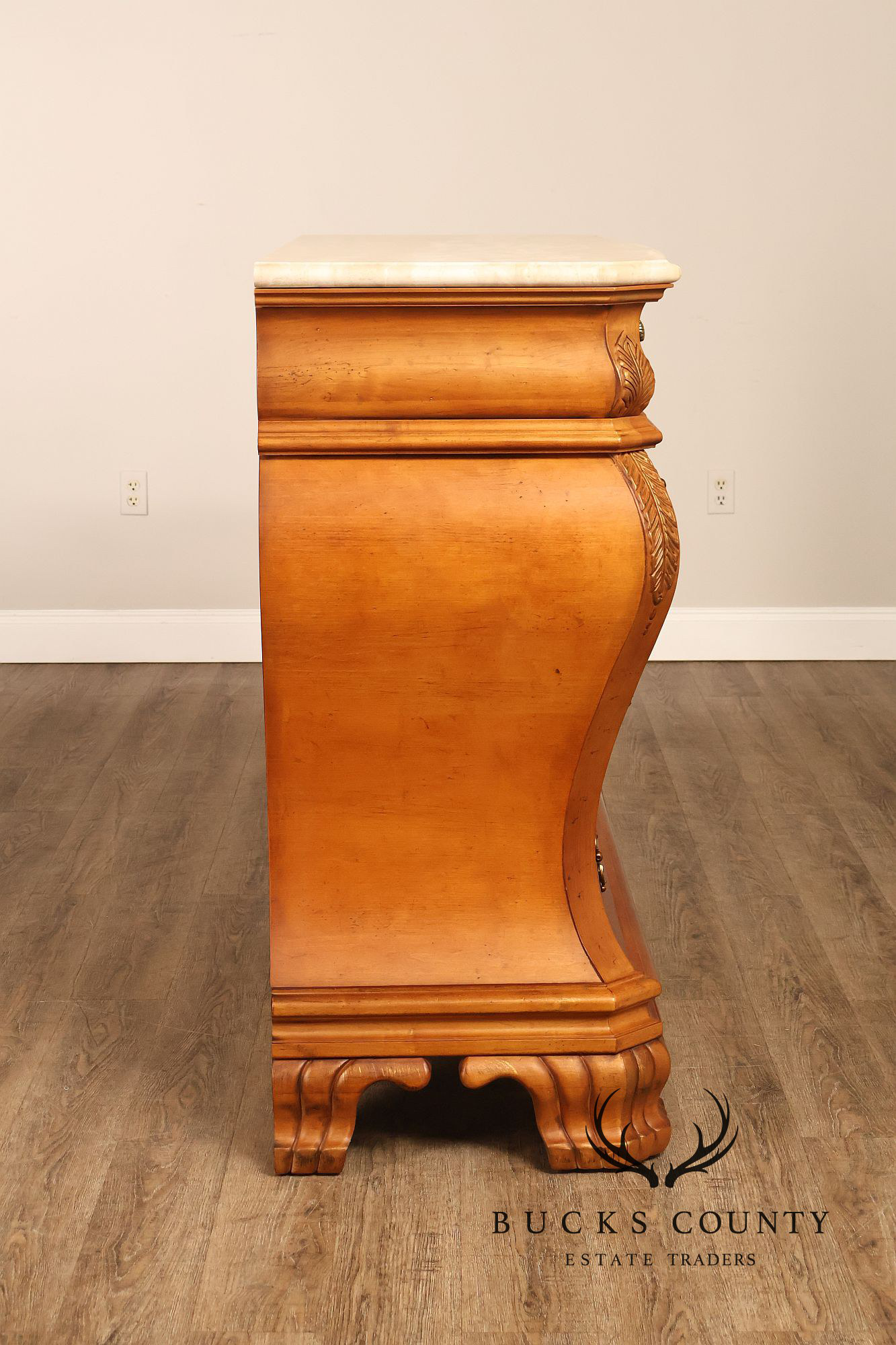 Century Furniture French Style Bombe Chest With Marble Top
