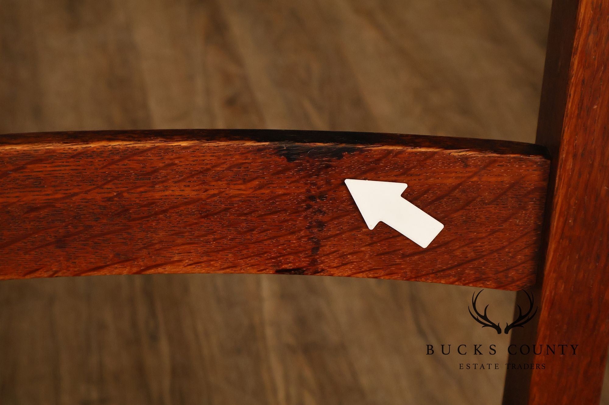 Antique L. & J. G. Stickley Set Of Four Oak Ladder Back Dining Chairs #800