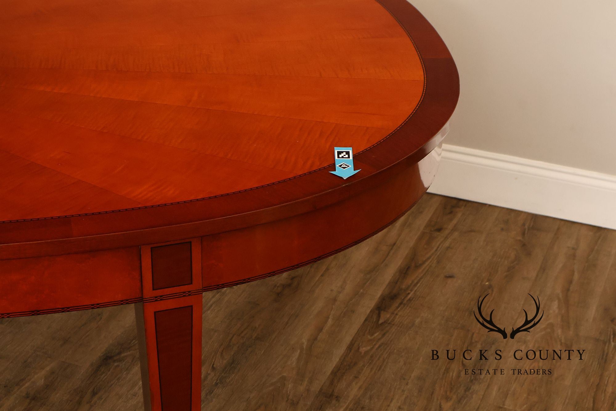 Kindel Kent Mahogany Banded Oval Dining Table with Three Leaves