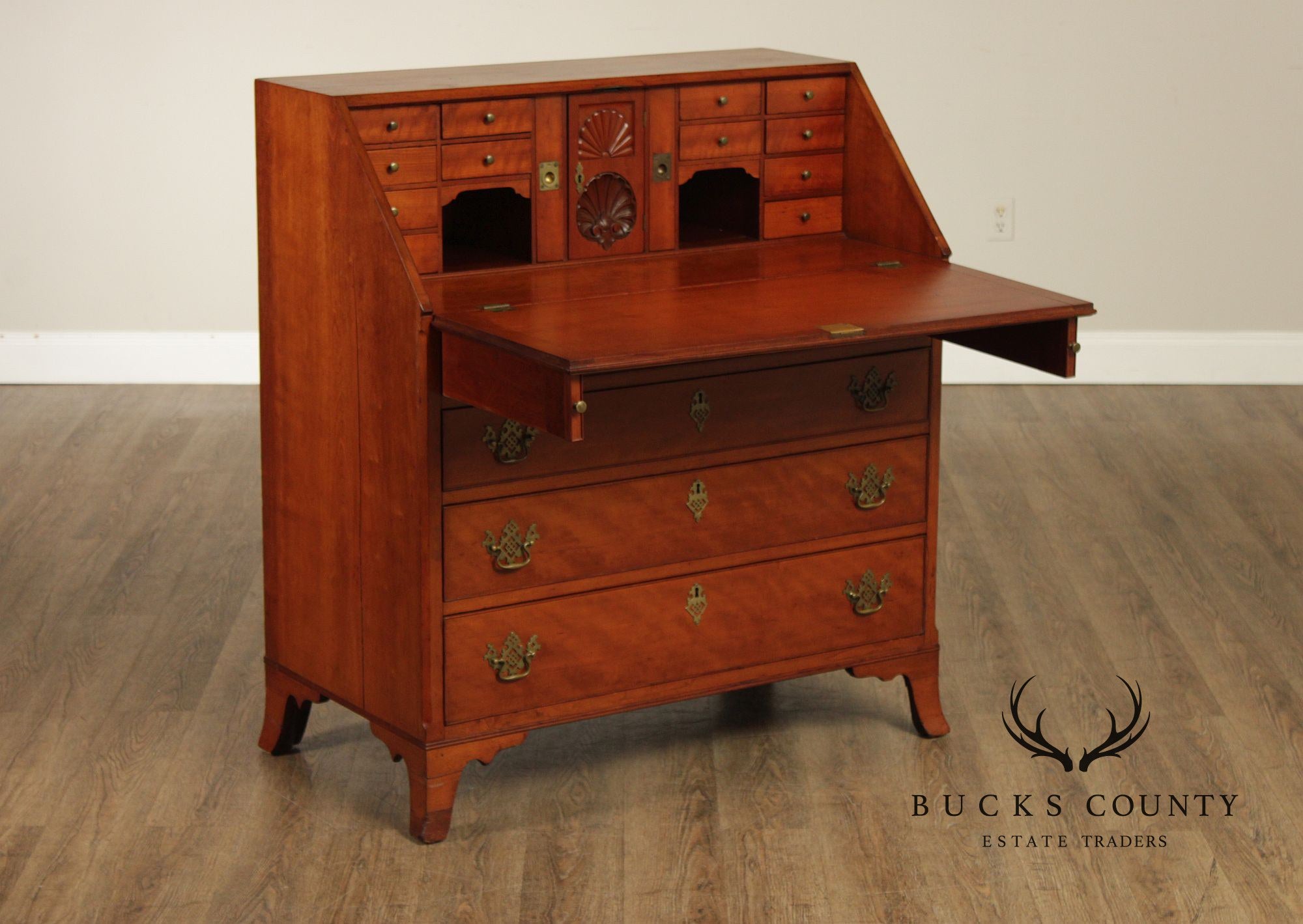 Antique Hepplewhite Style Cherry Slant Front Desk