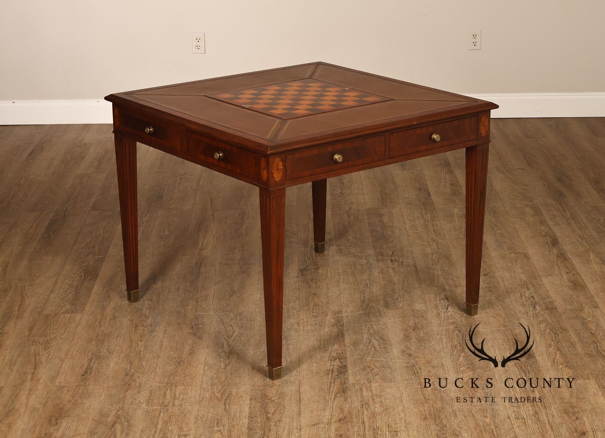 Scarborough House Federal Style Inlaid Mahogany Square Game Table