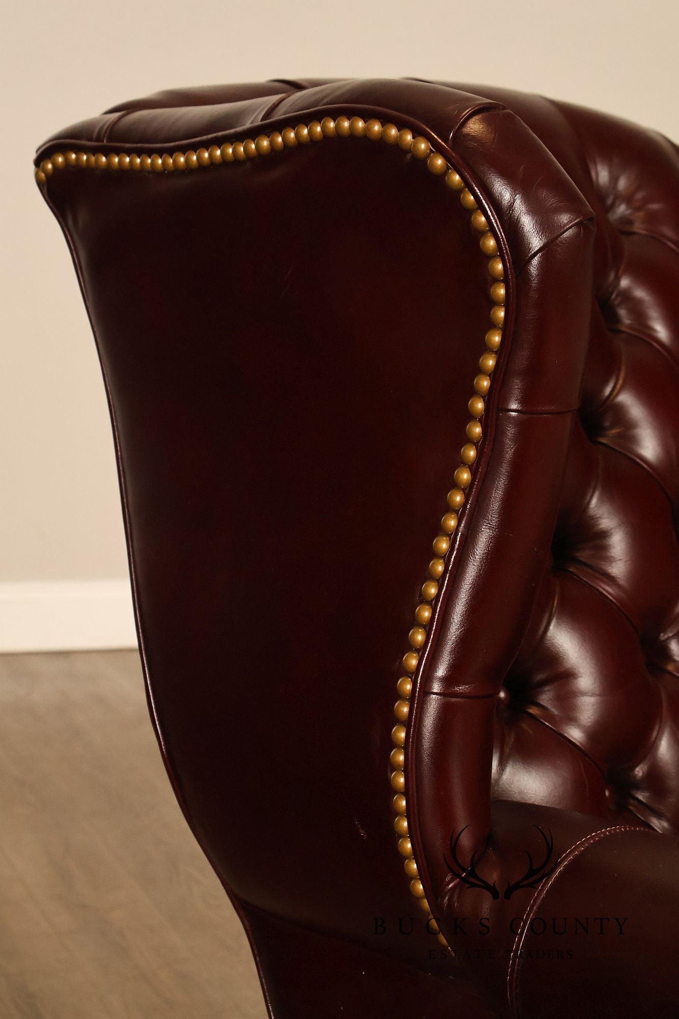 Leathercraft Chesterfield Style Tufted Oxblood Leather Wing Chair